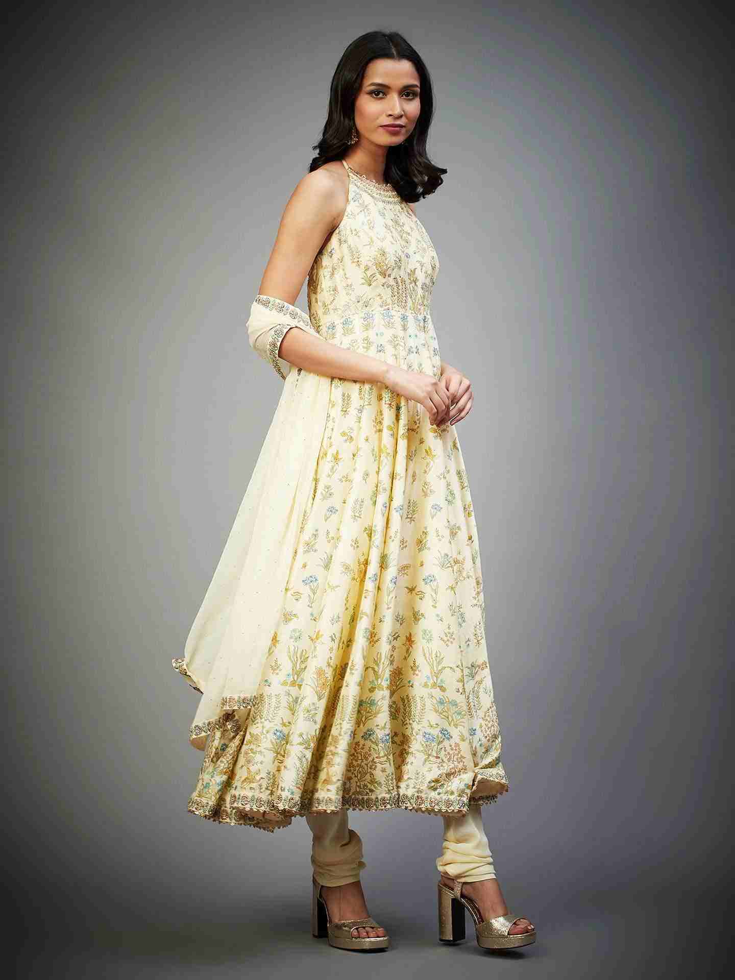Ecru & Multi Nazli Anarkali Suit