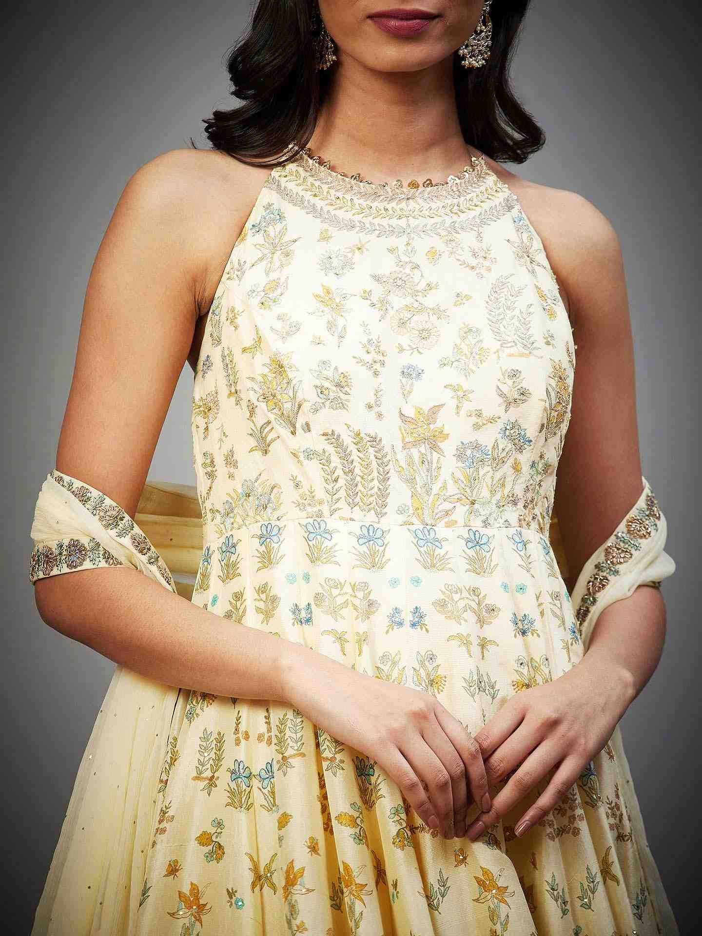 Ecru & Multi Nazli Anarkali Suit