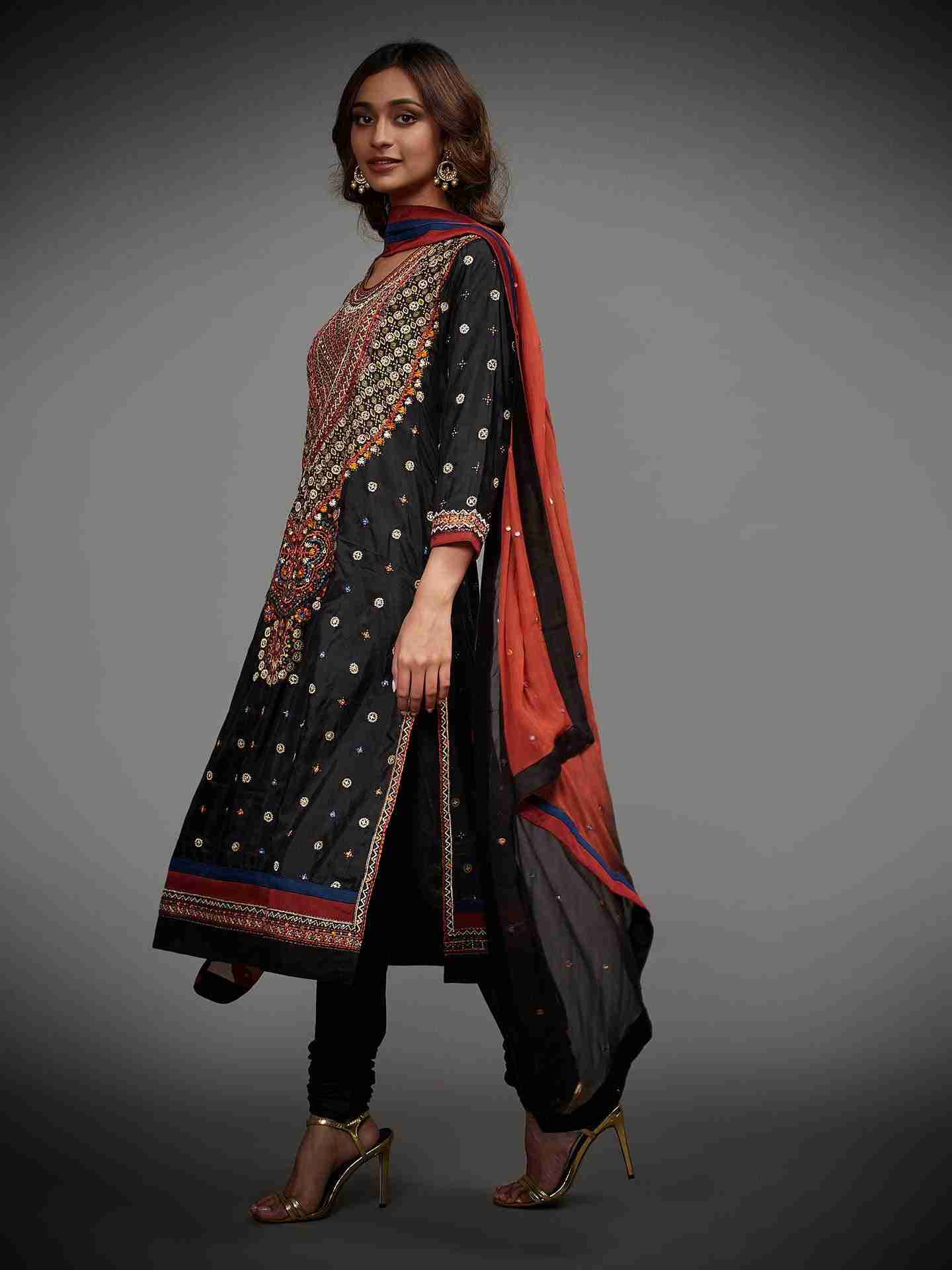 Black & Rust Abhavani Suit Set