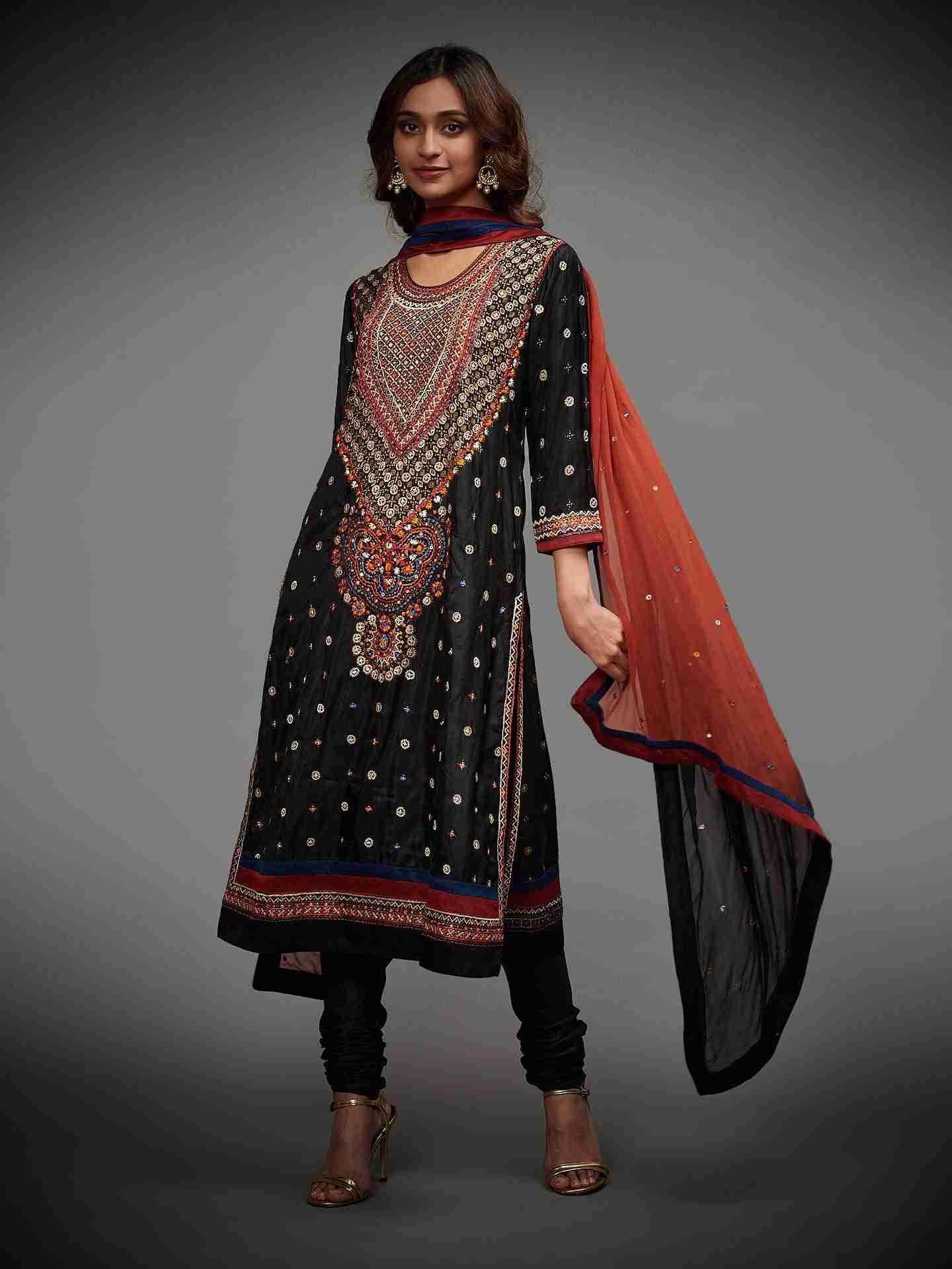 Black & Rust Abhavani Suit Set