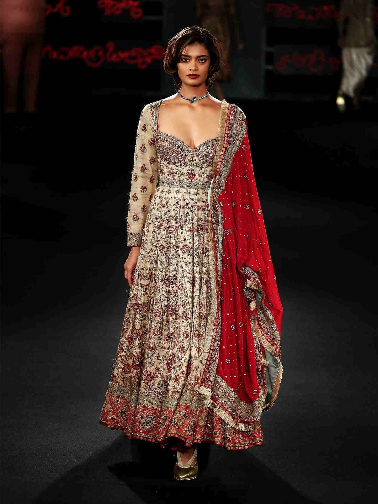 Burgundy   Beige Abha Suit Set
