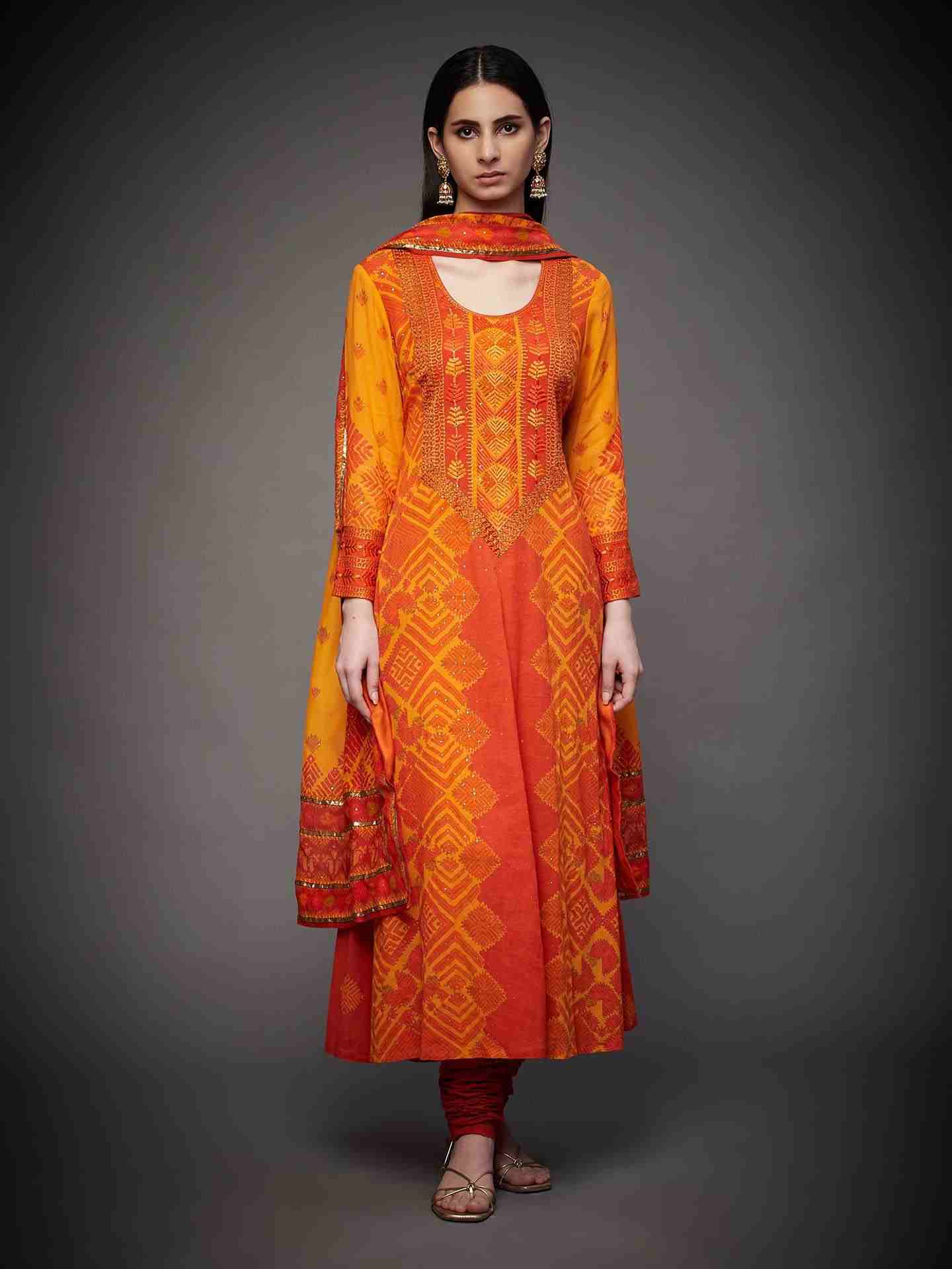 Orange & Yellow Phulkari Suit Set
