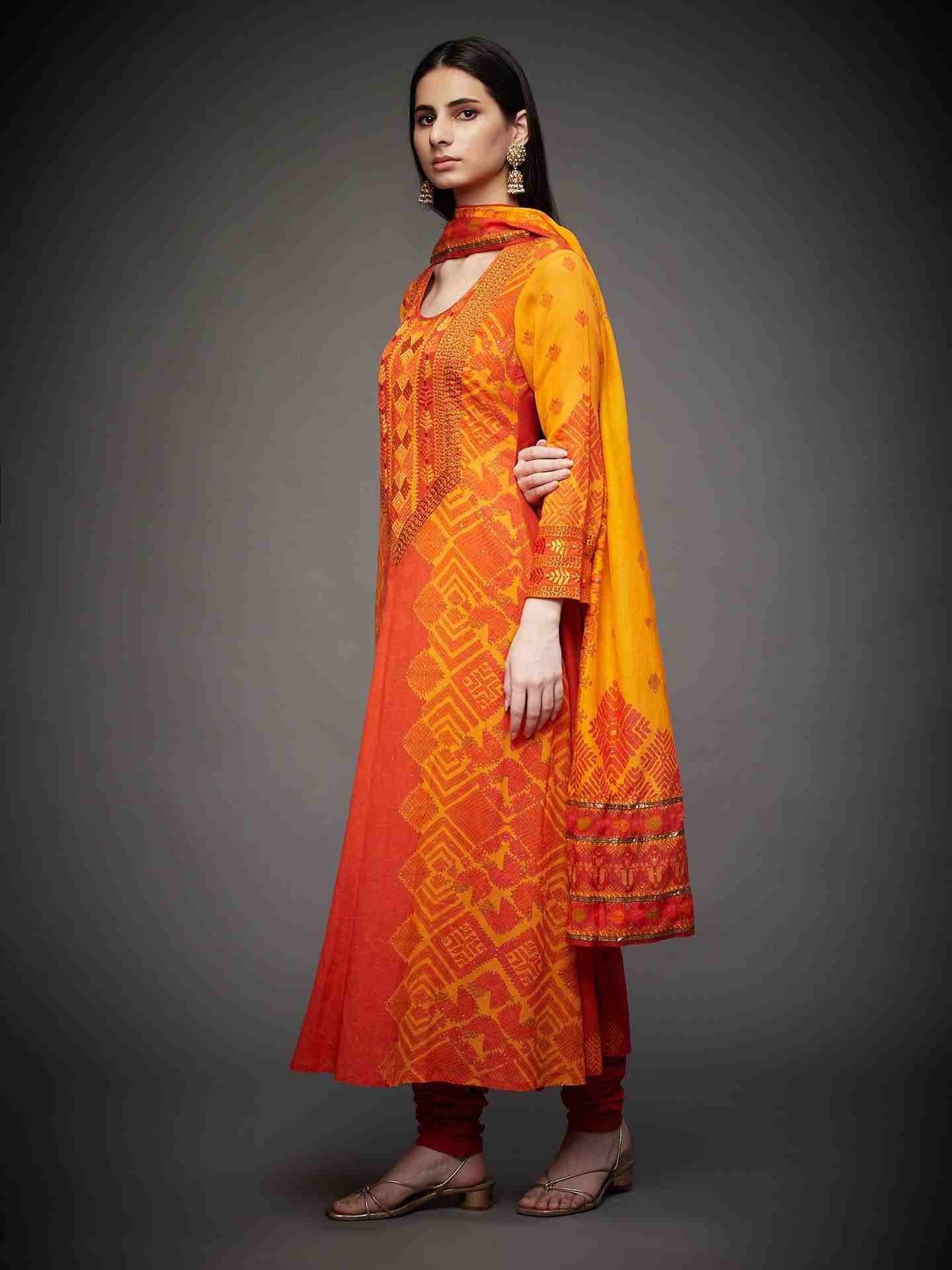 Orange & Yellow Phulkari Suit Set