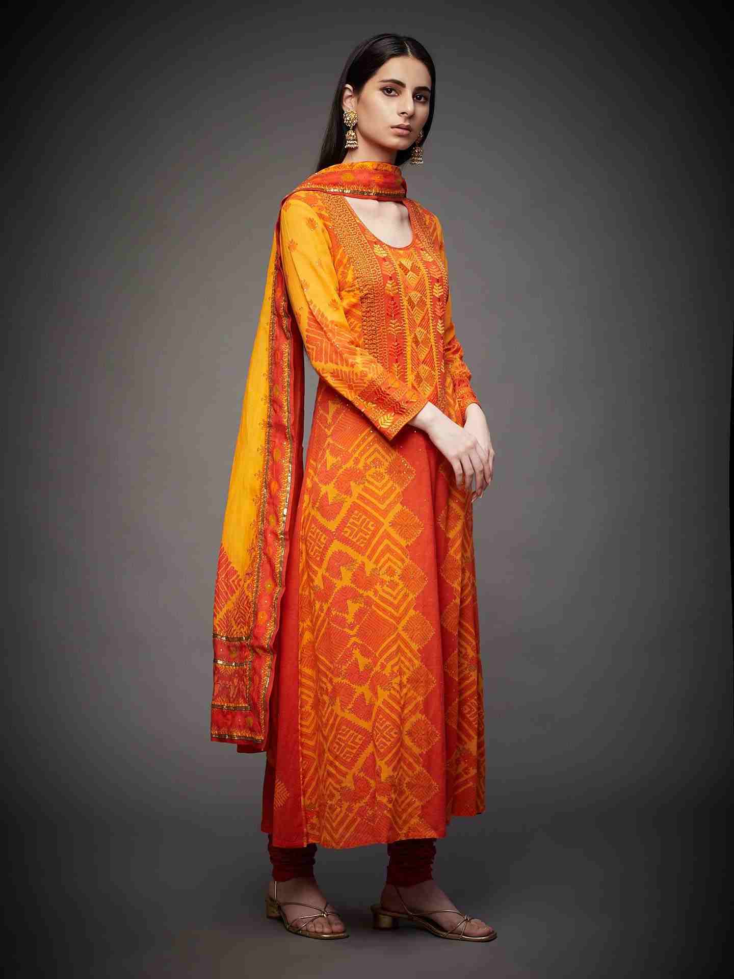Orange & Yellow Phulkari Suit Set