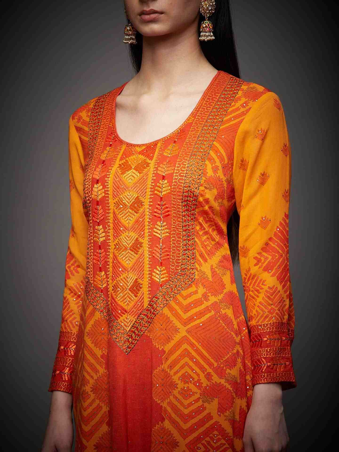 Orange & Yellow Phulkari Suit Set