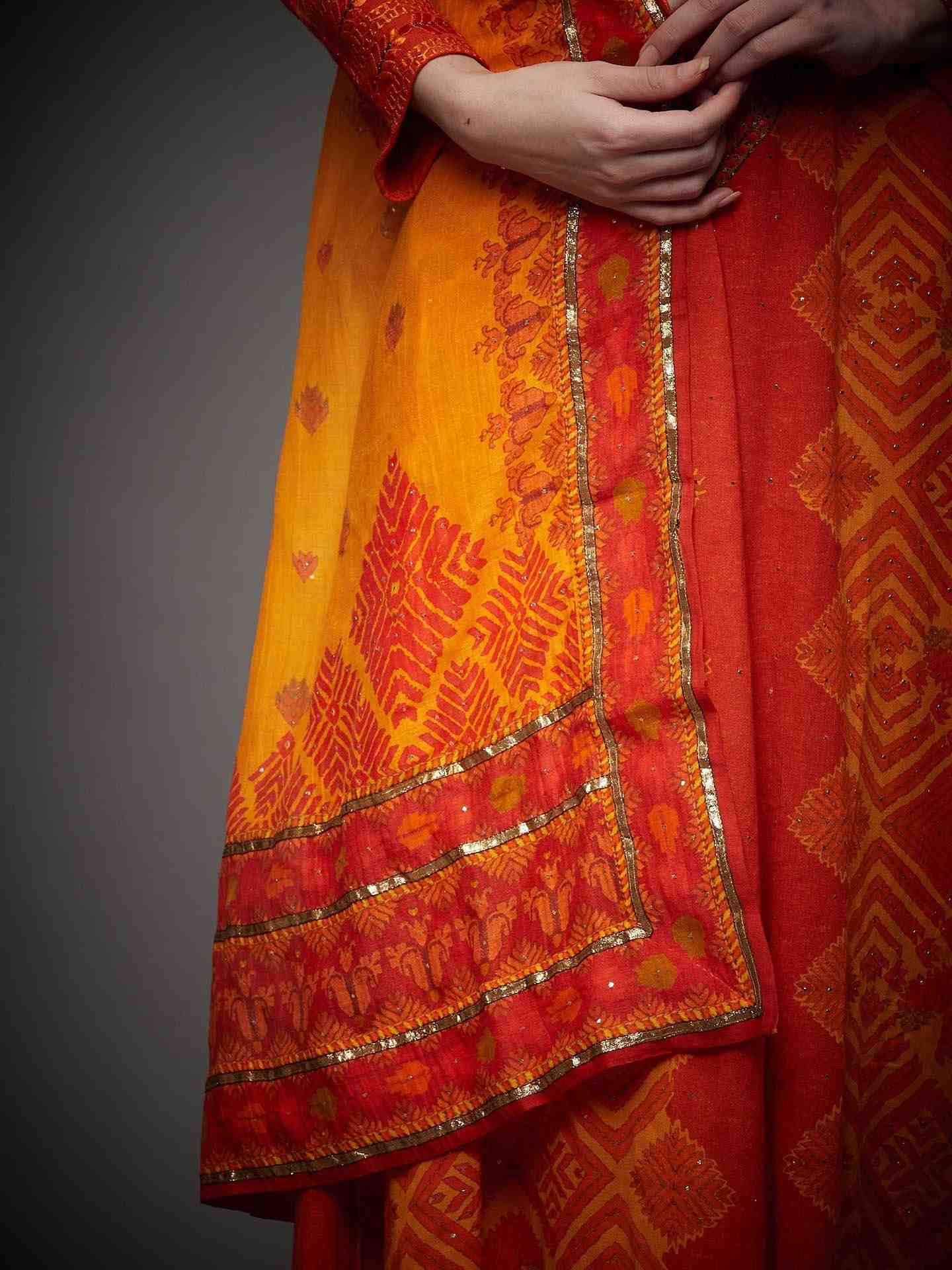 Orange & Yellow Phulkari Suit Set