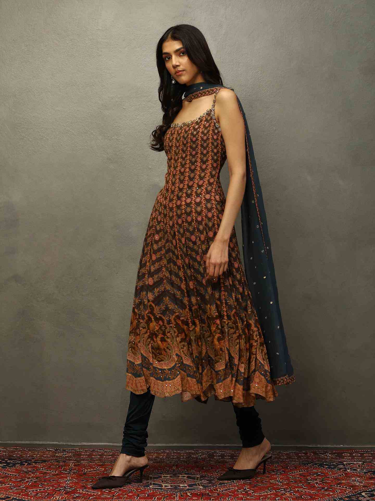 Indigo & Brown Jasveera Suit Set