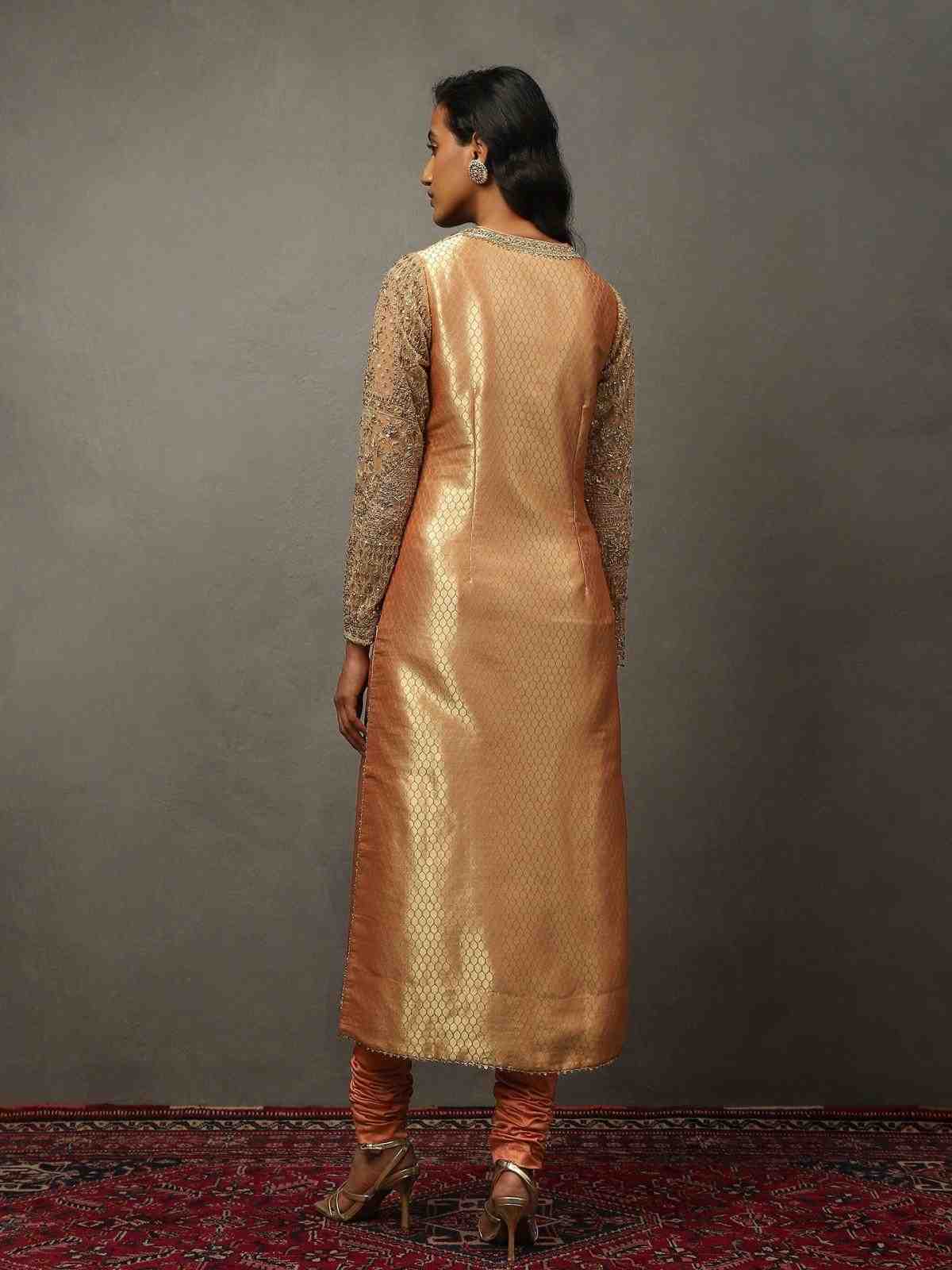 Gold Peach & Beige Rudraksh Suit Set