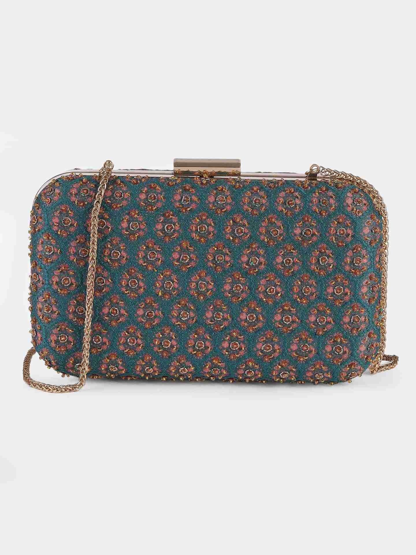 Peacock Blue Villa Clutch