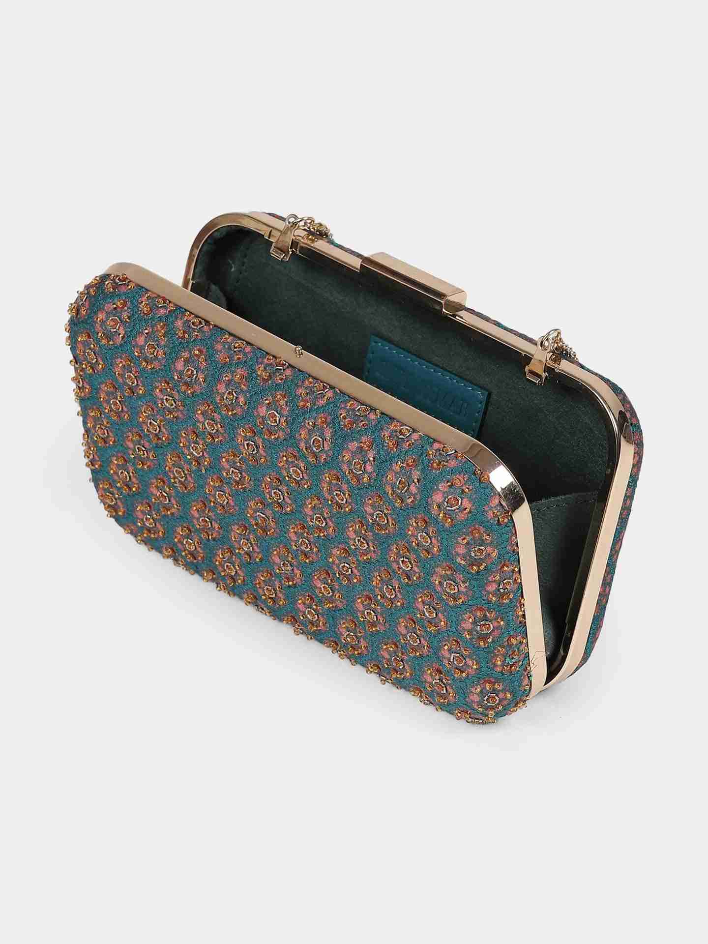 Peacock Blue Villa Clutch