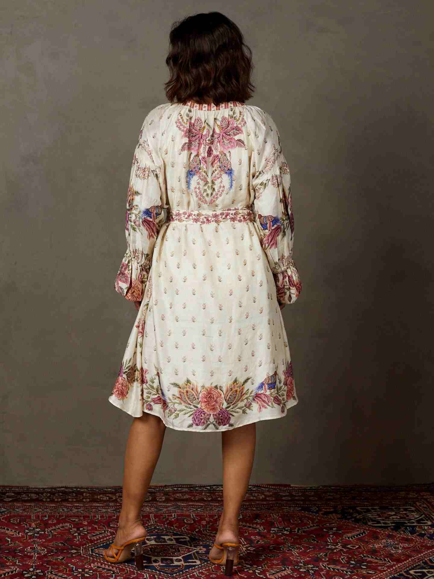 Off White & Multi Dahlia Dress