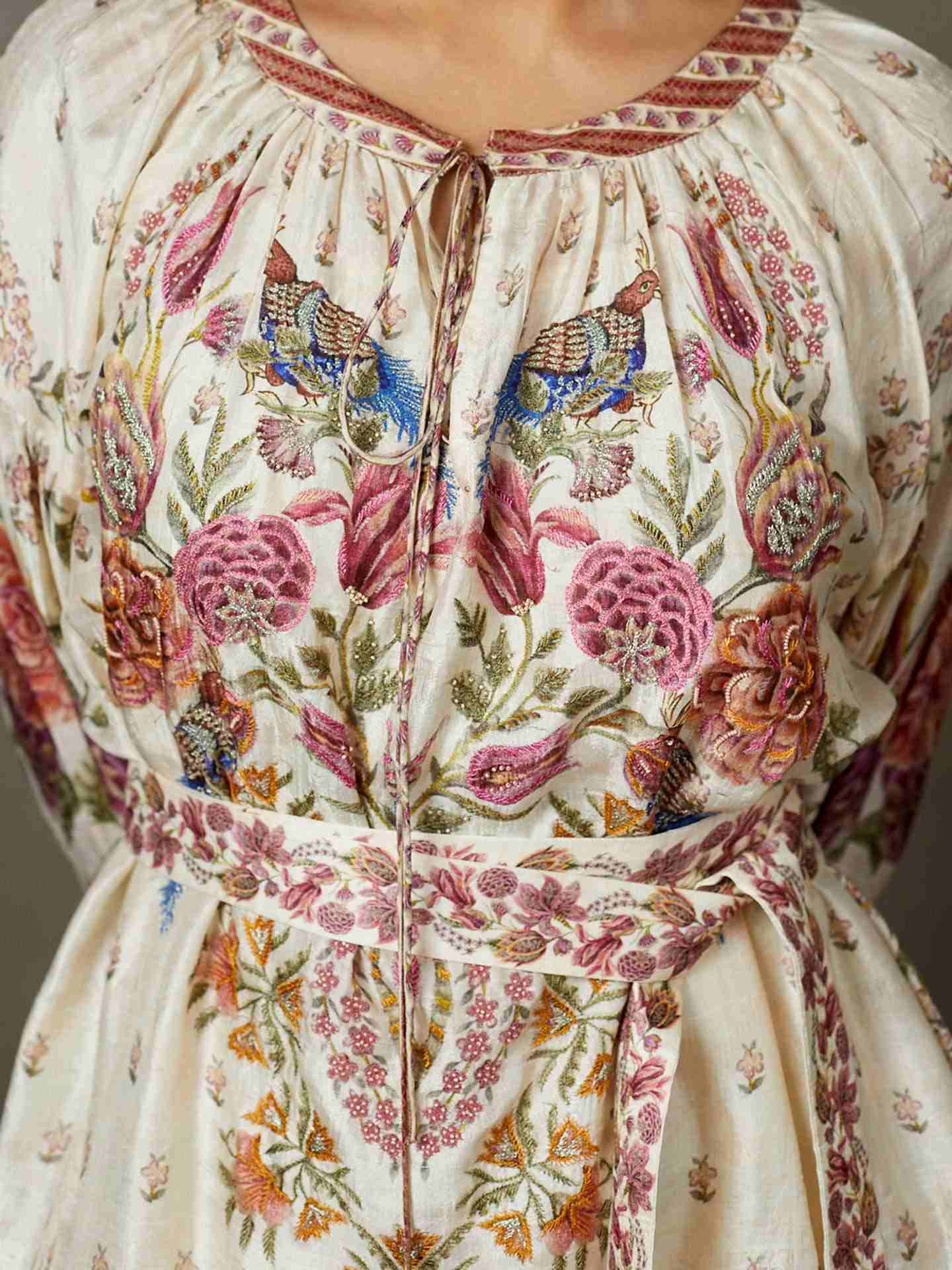 Off White & Multi Dahlia Dress