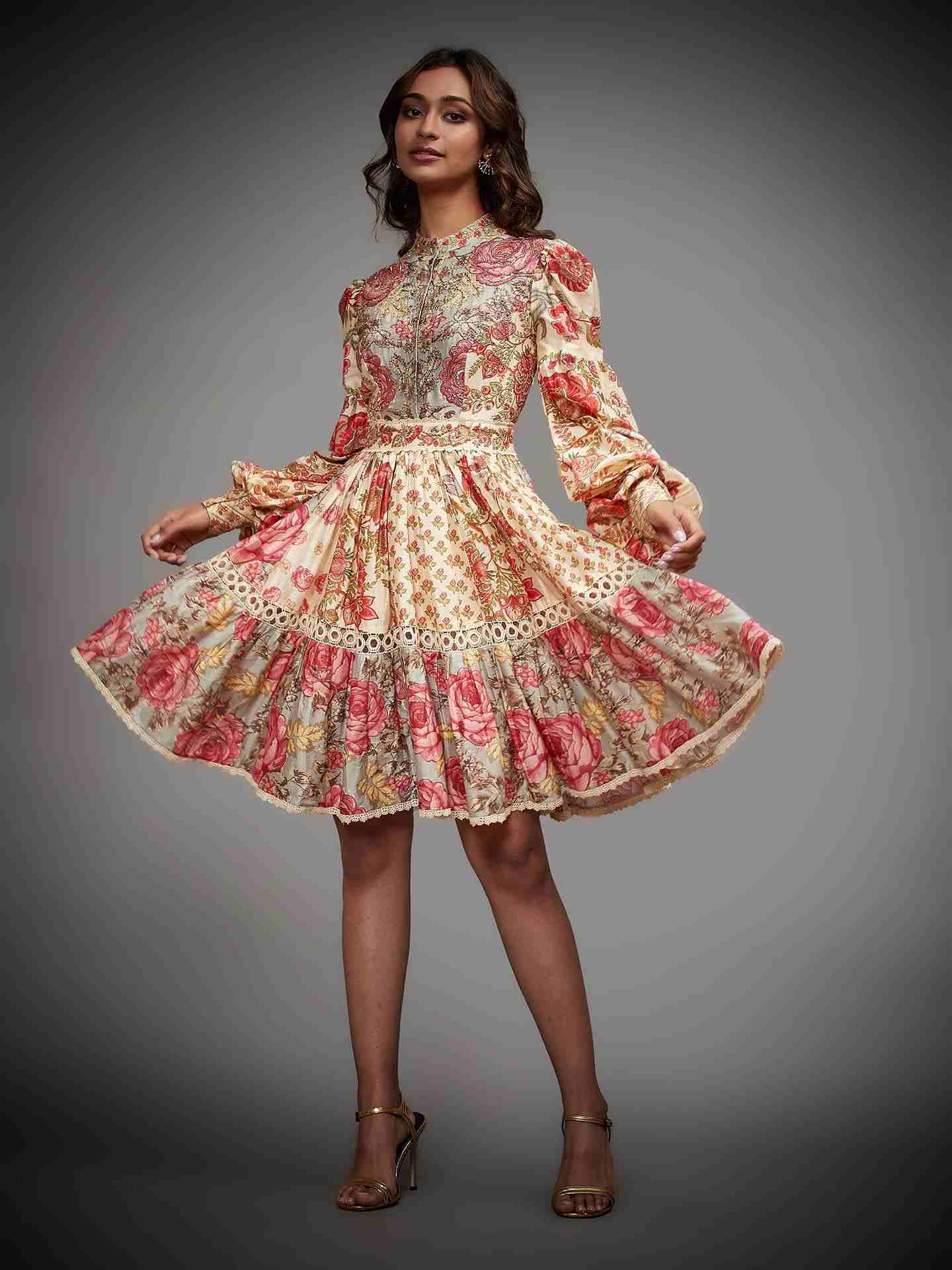 Off White & Grey Navina Dress