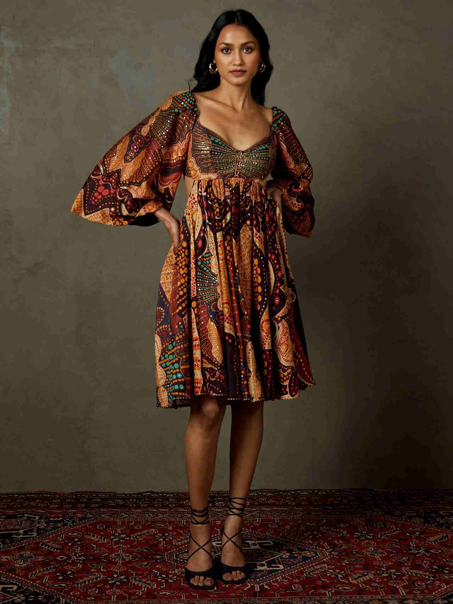 Black & Multi Petunia Dress