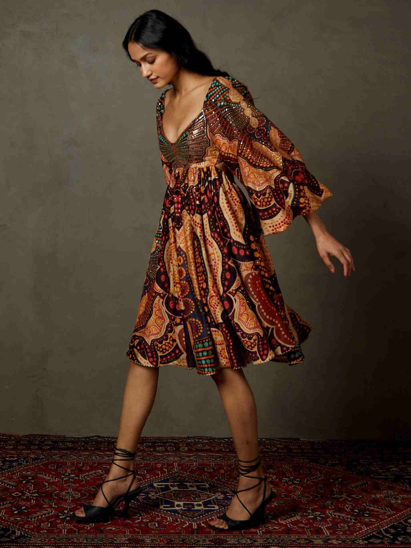 Black & Multi Petunia Dress