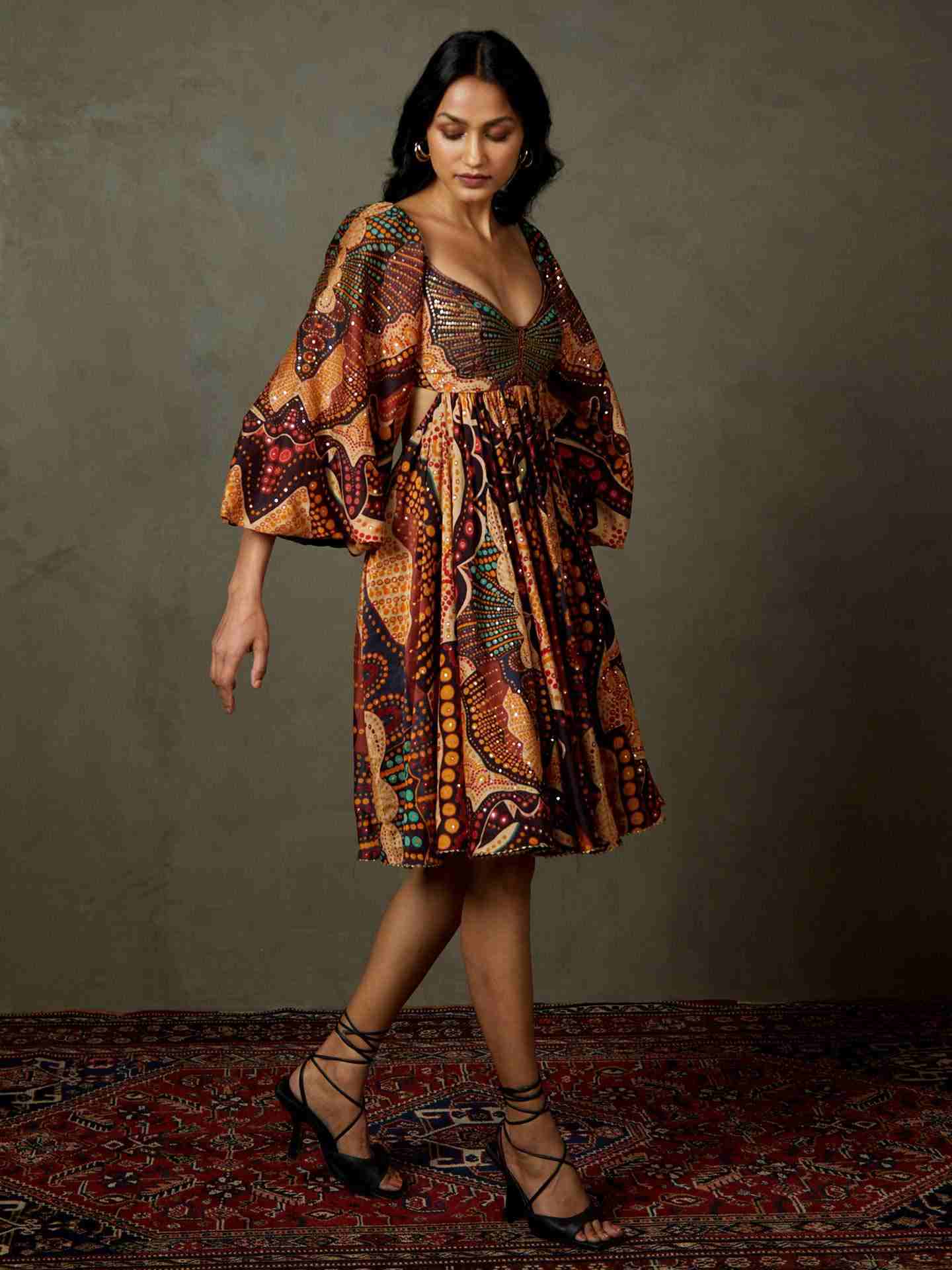 Black & Multi Petunia Dress