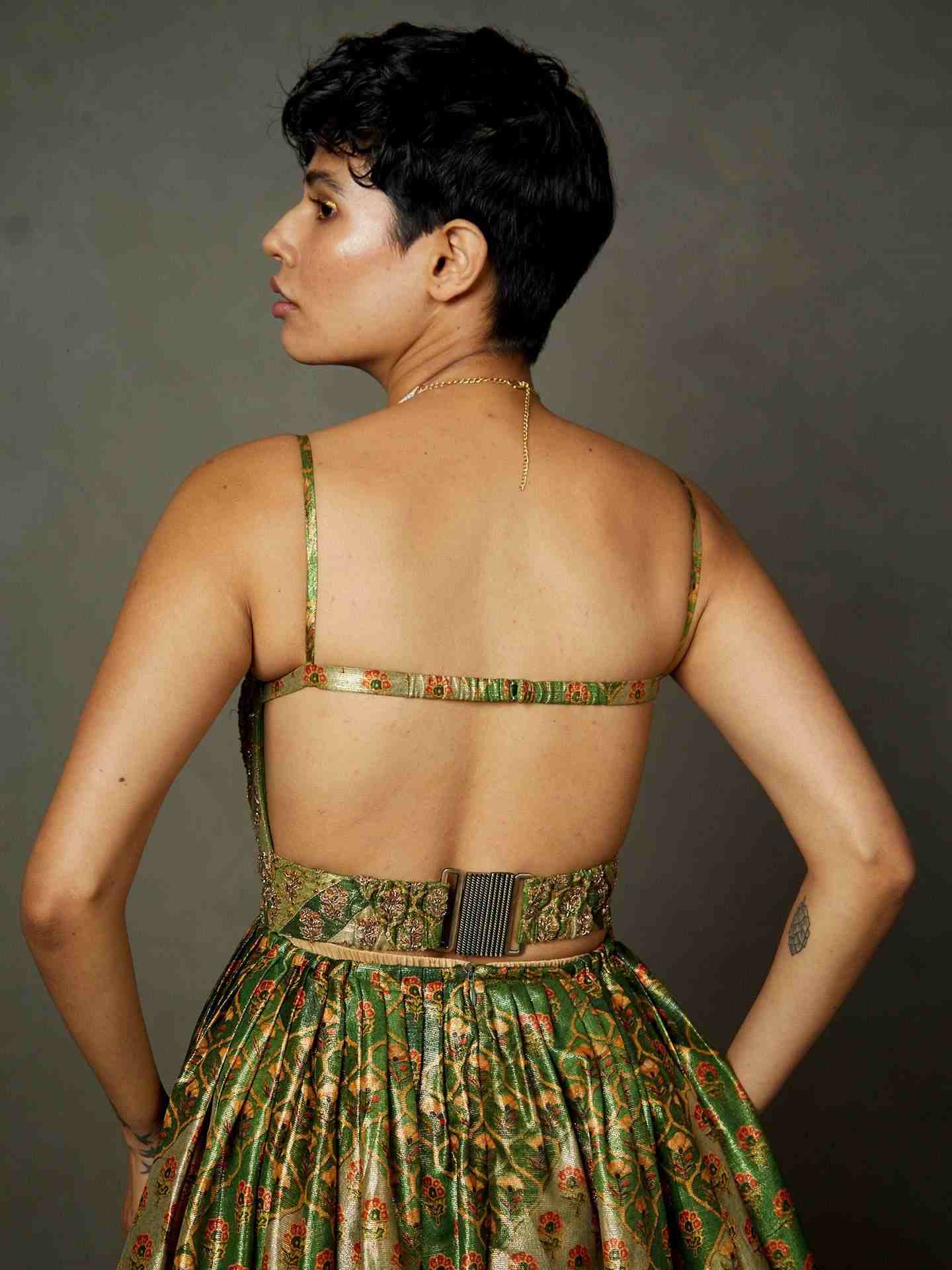 Pine Green & Ecru Rajwadi Dress