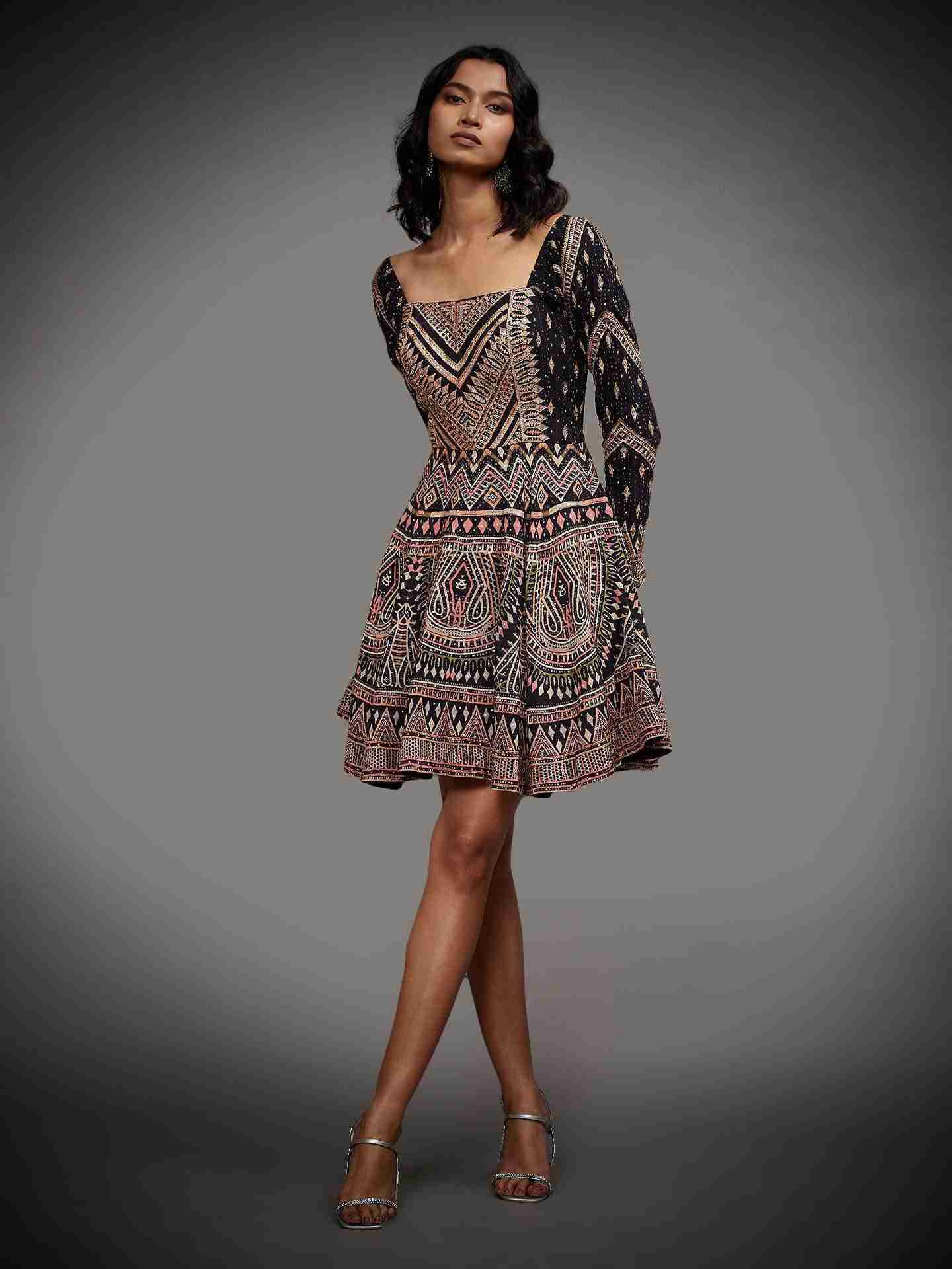 Black & Multi Rabari Dress