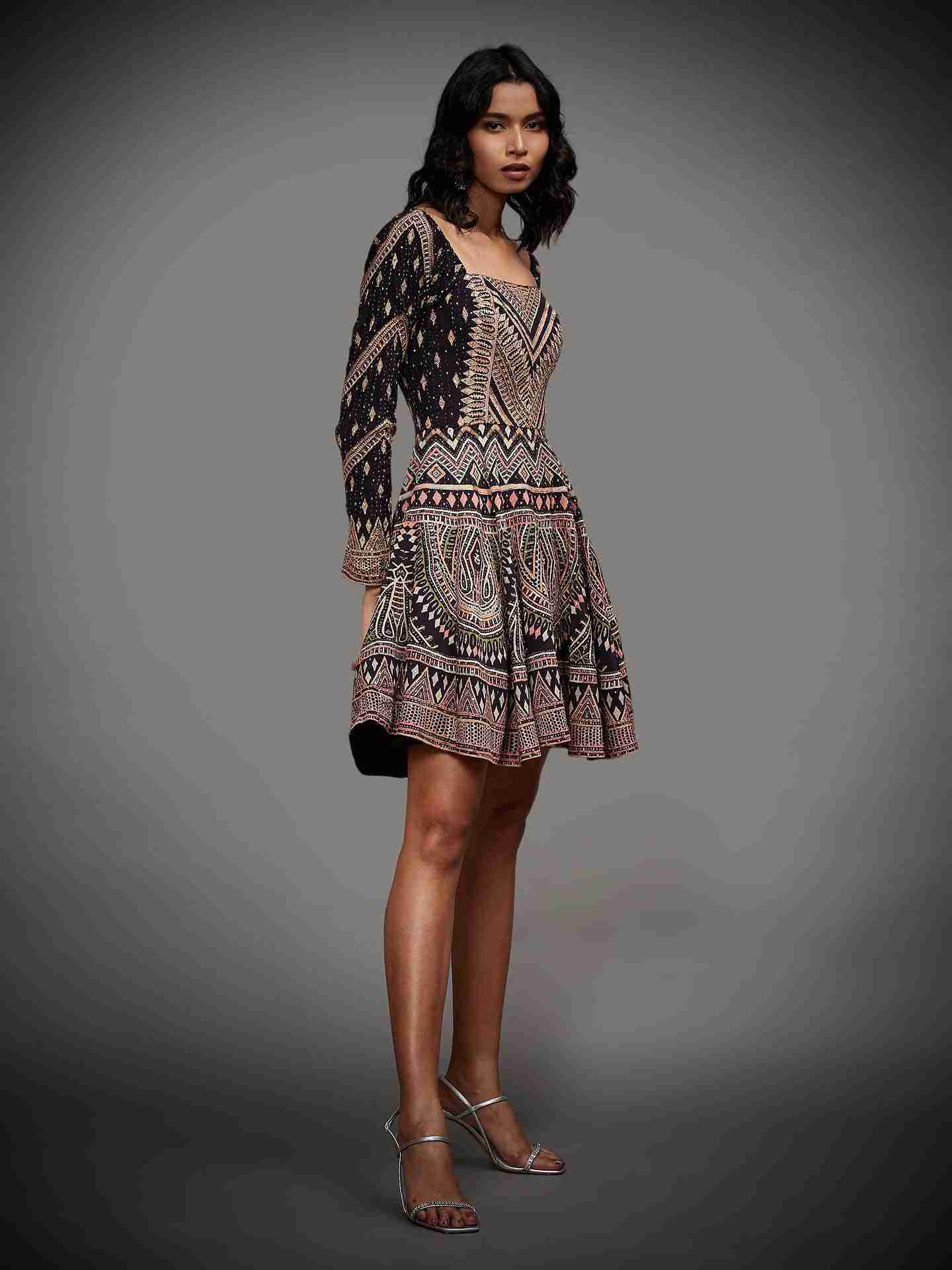 Black & Multi Rabari Dress