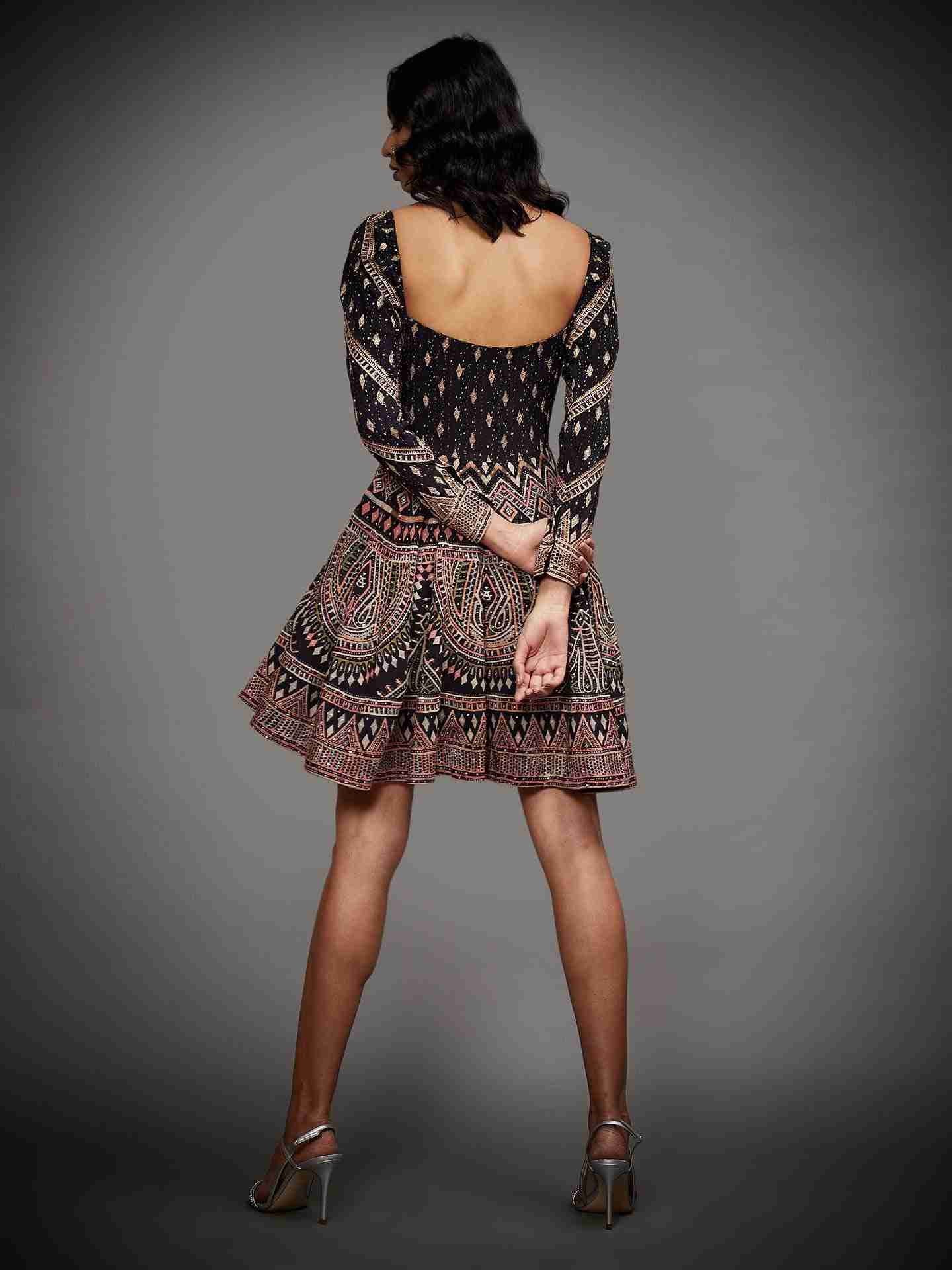 Black & Multi Rabari Dress