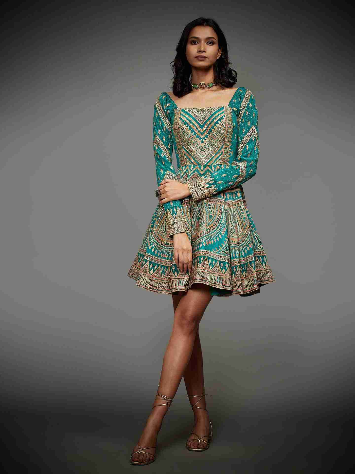 Emerald & Multi Rabari Dress