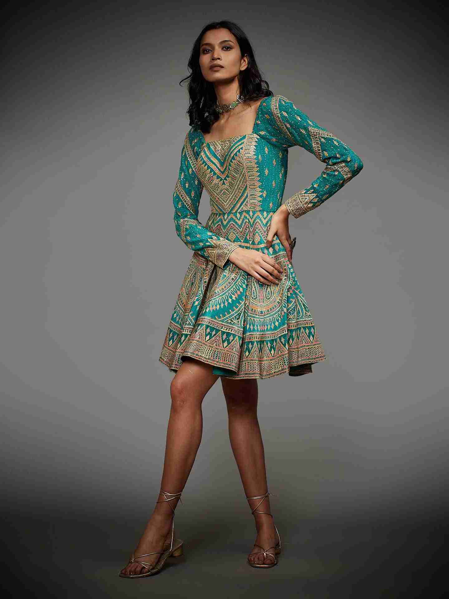 Emerald & Multi Rabari Dress