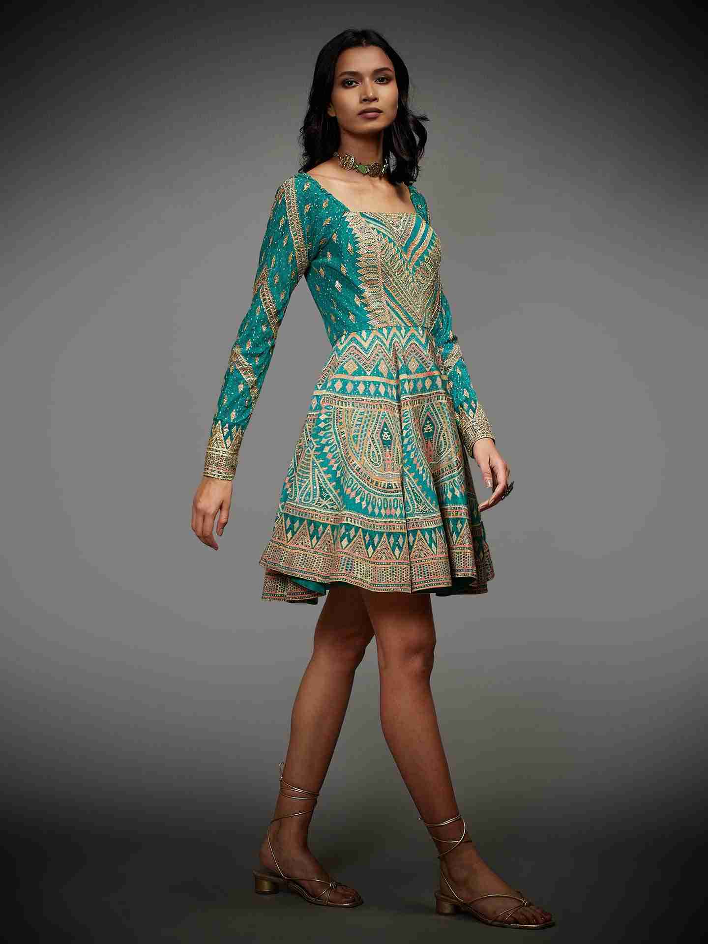 Emerald & Multi Rabari Dress