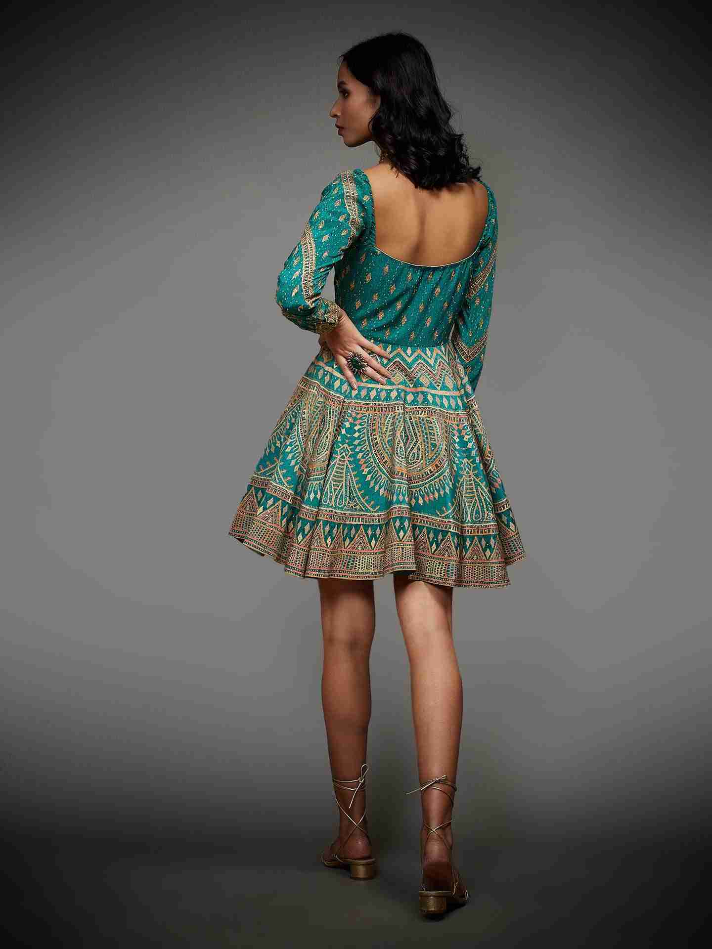 Emerald & Multi Rabari Dress