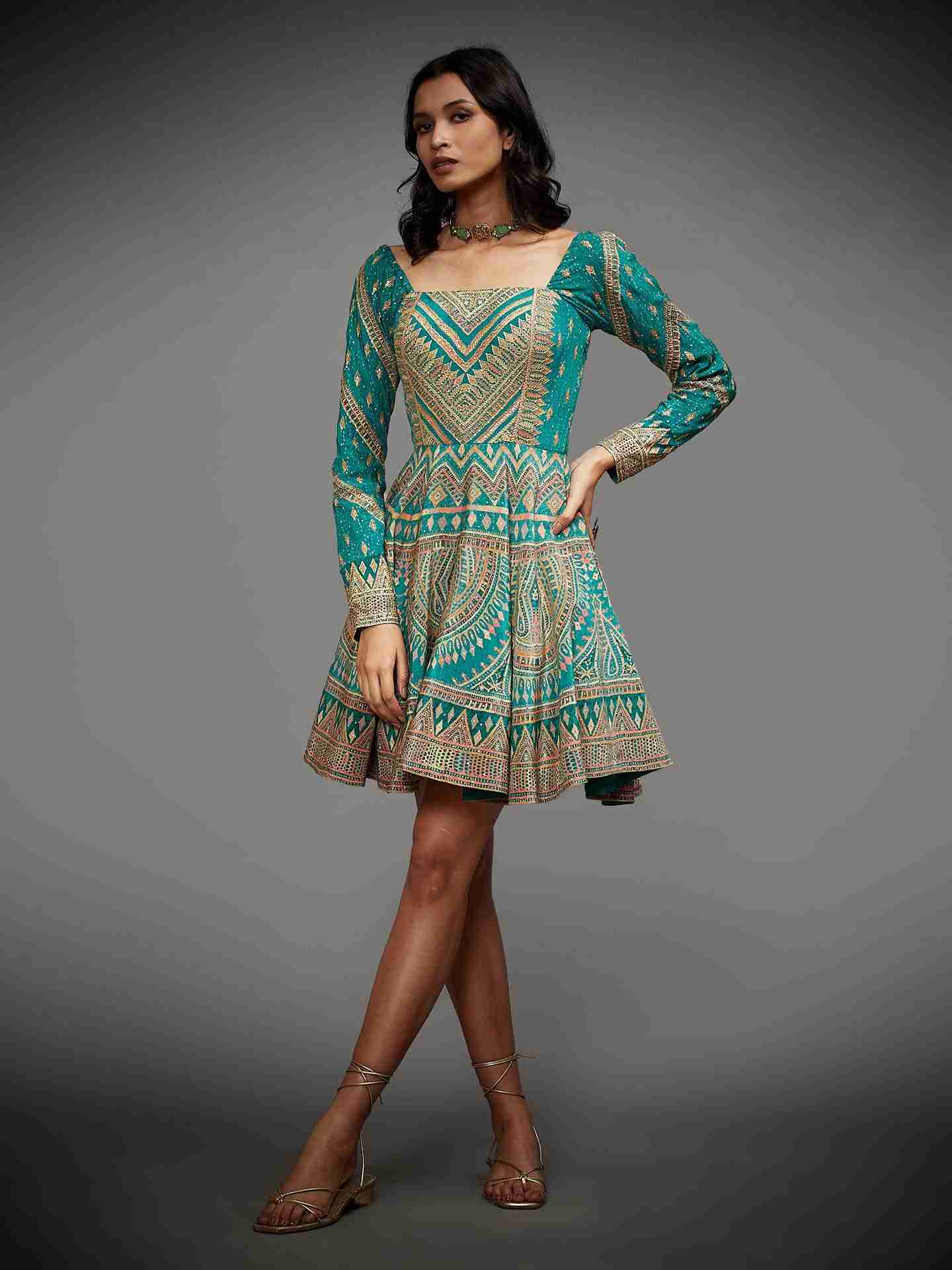 Emerald & Multi Rabari Dress