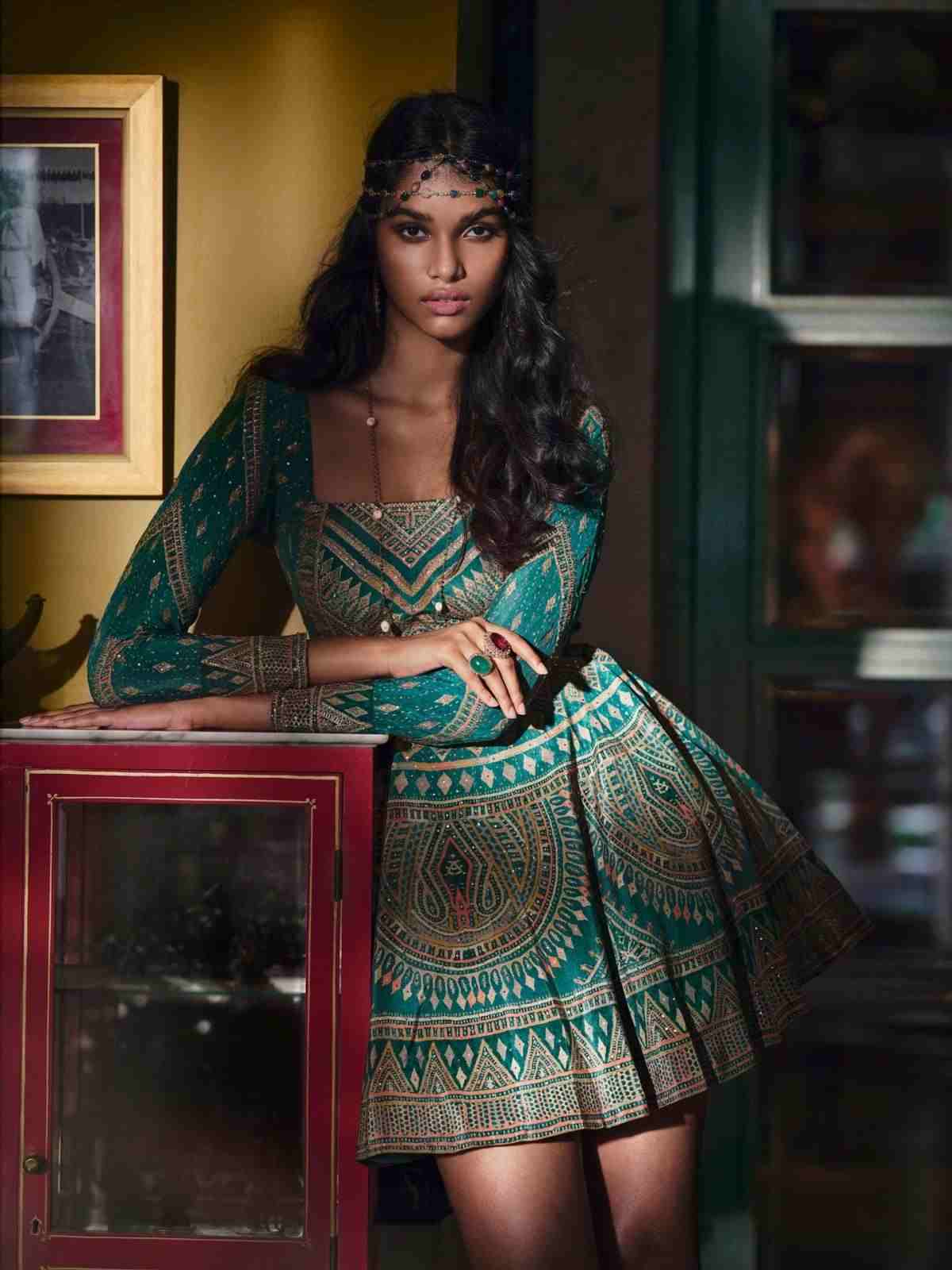 Emerald & Multi Rabari Dress