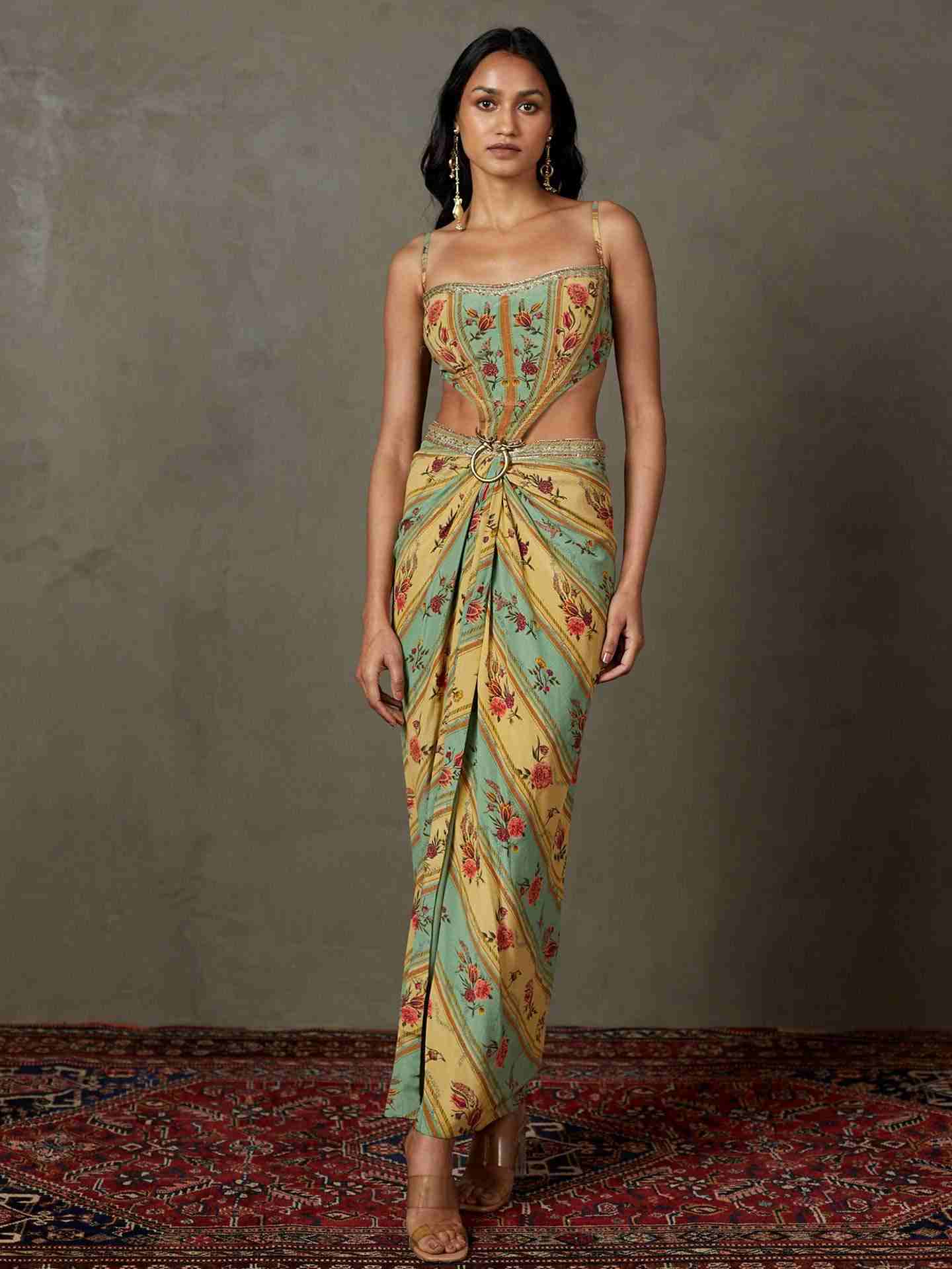 Light Teal & Sand Dahlia Dress