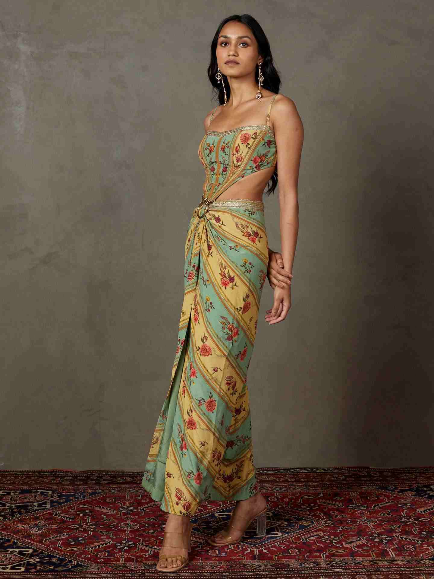 Light Teal & Sand Dahlia Dress