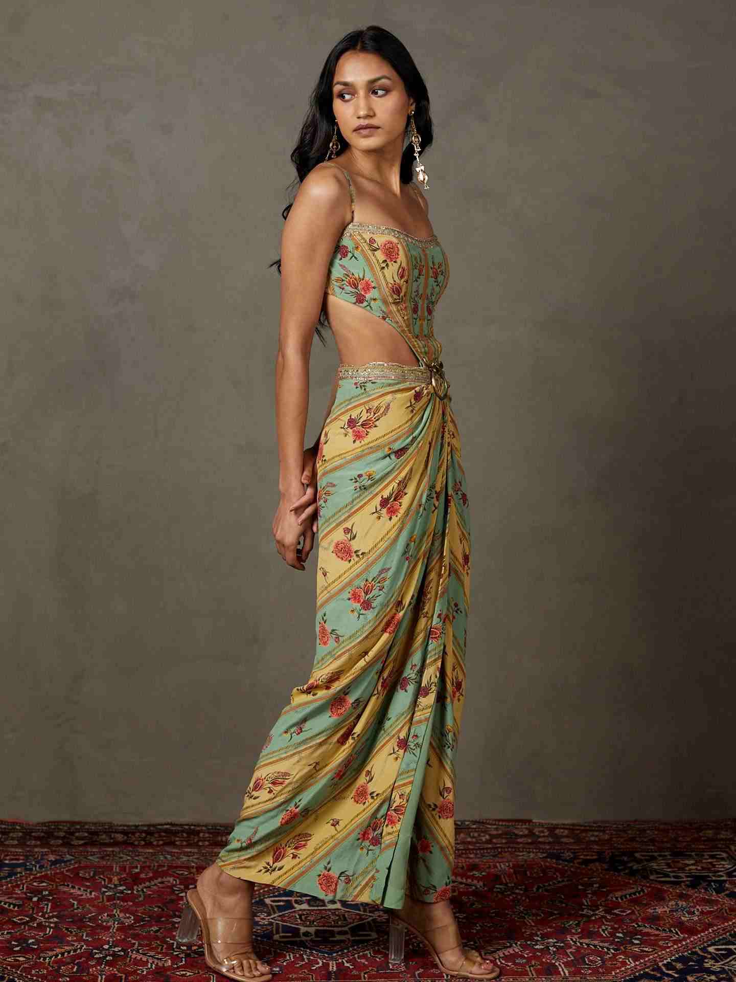 Light Teal & Sand Dahlia Dress