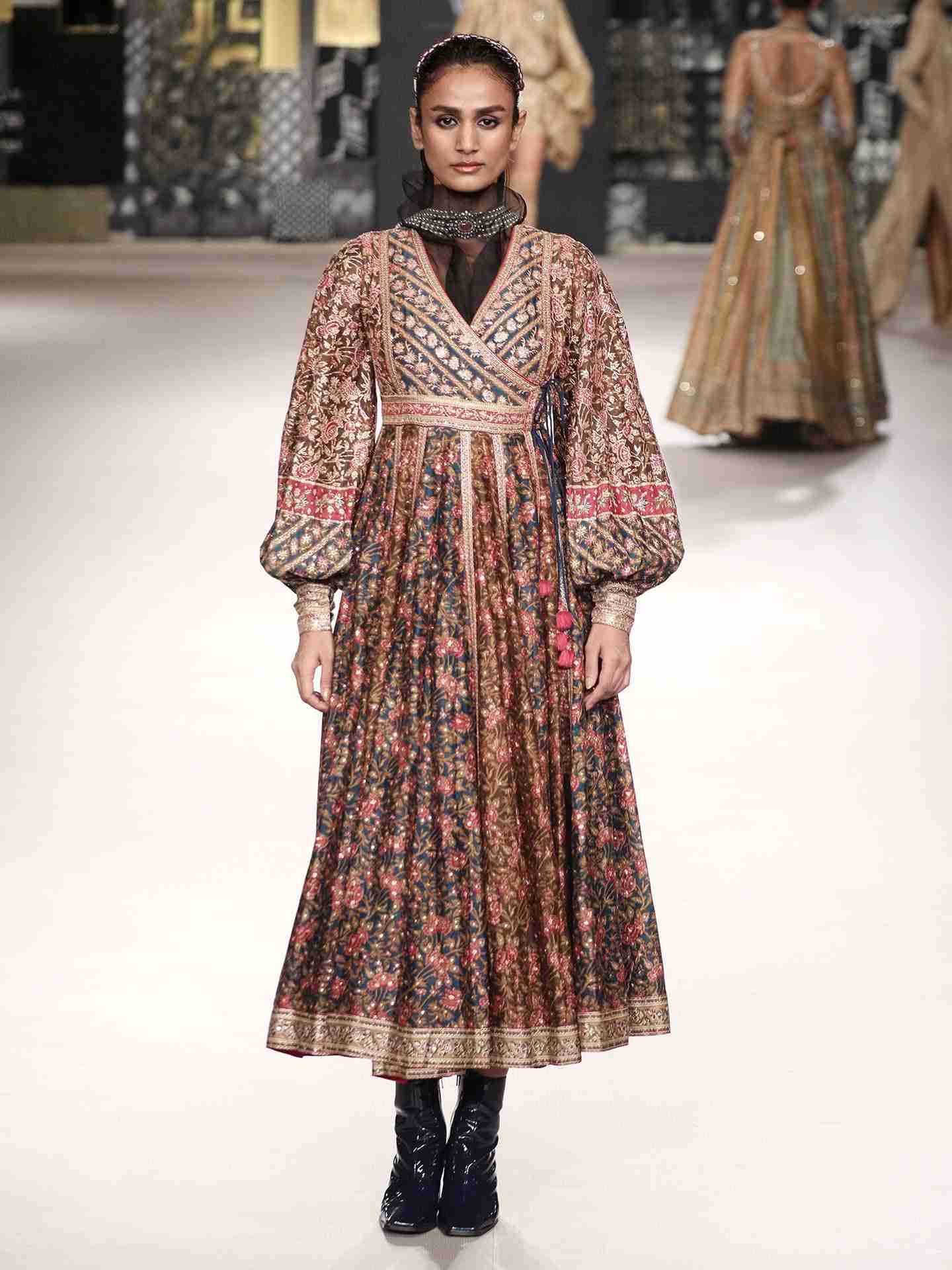 Navy & Pink Bougaenvilla Dress