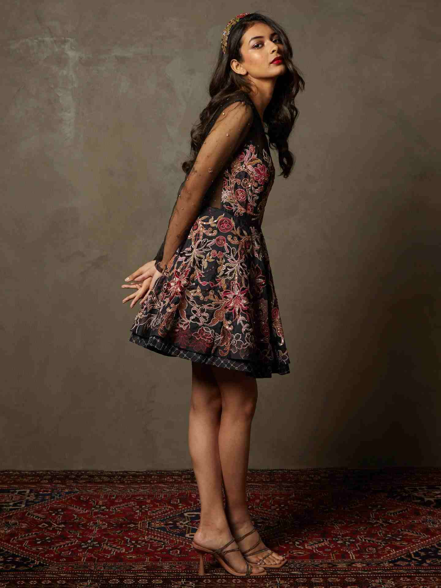 Black & Multi Adenia Dress