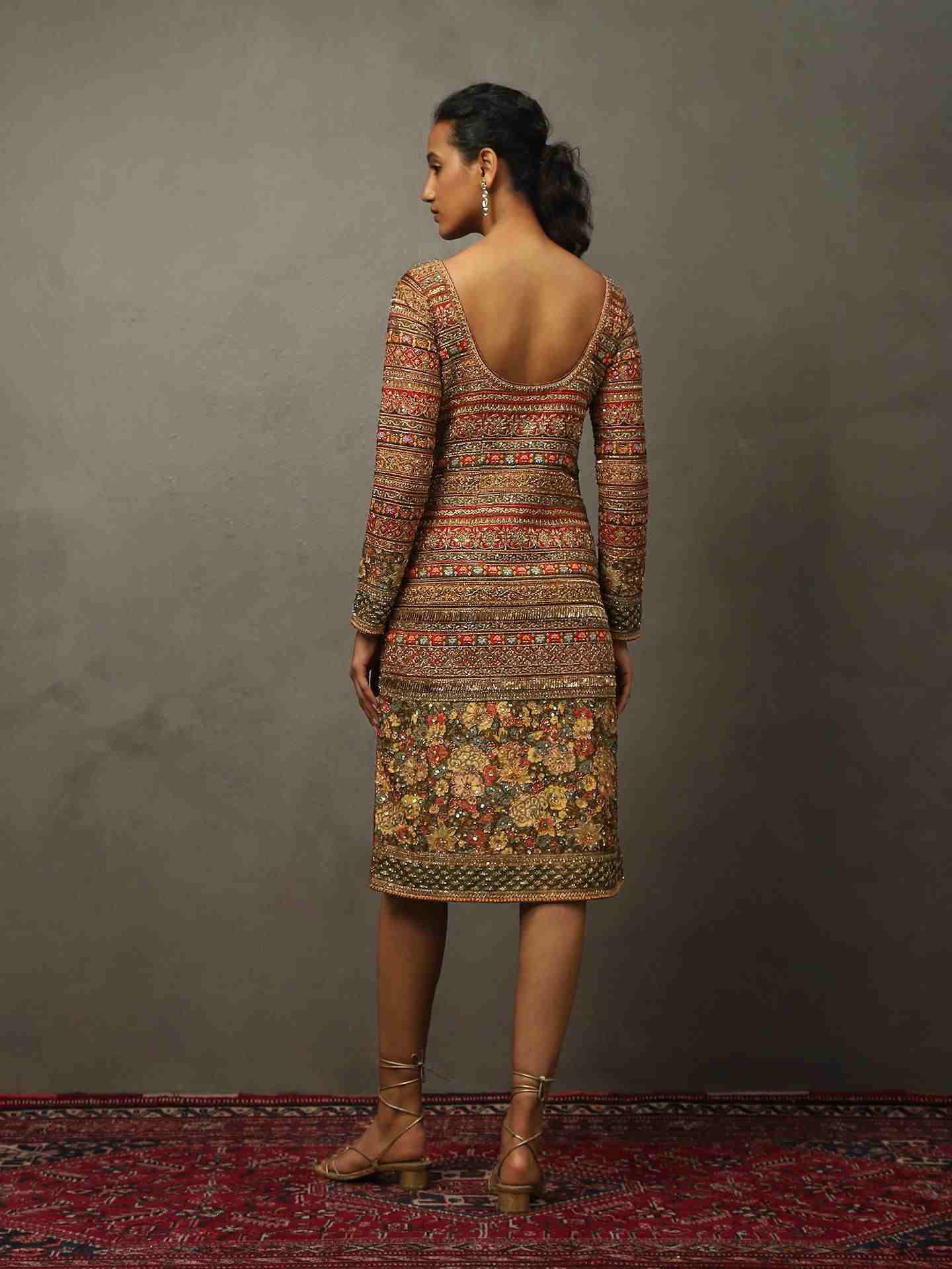 Red & Multi 	Zergul Dress