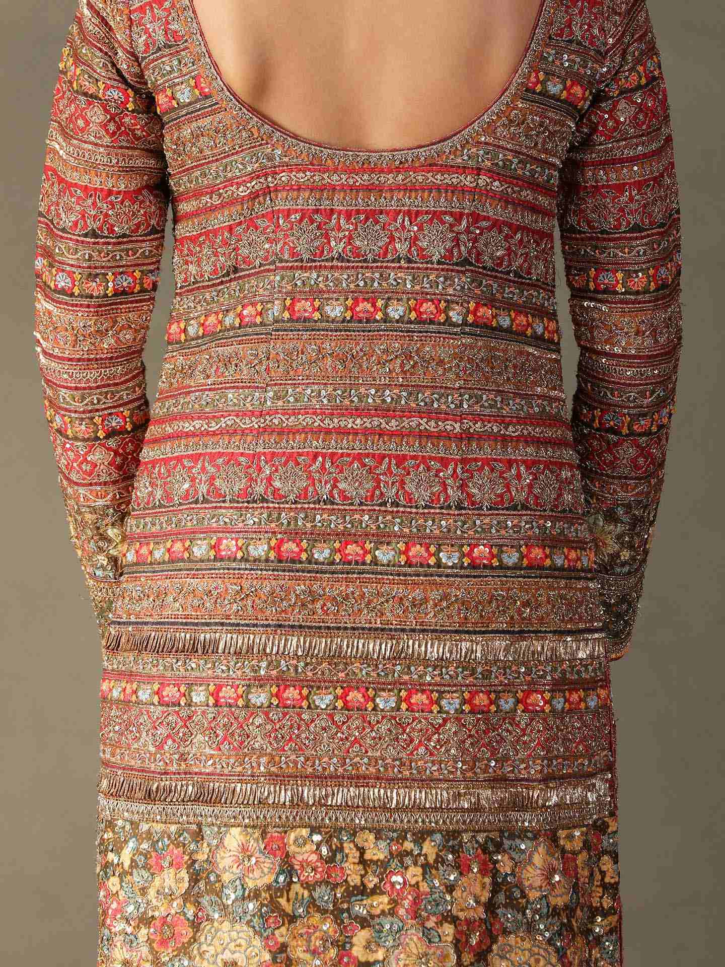 Red & Multi 	Zergul Dress
