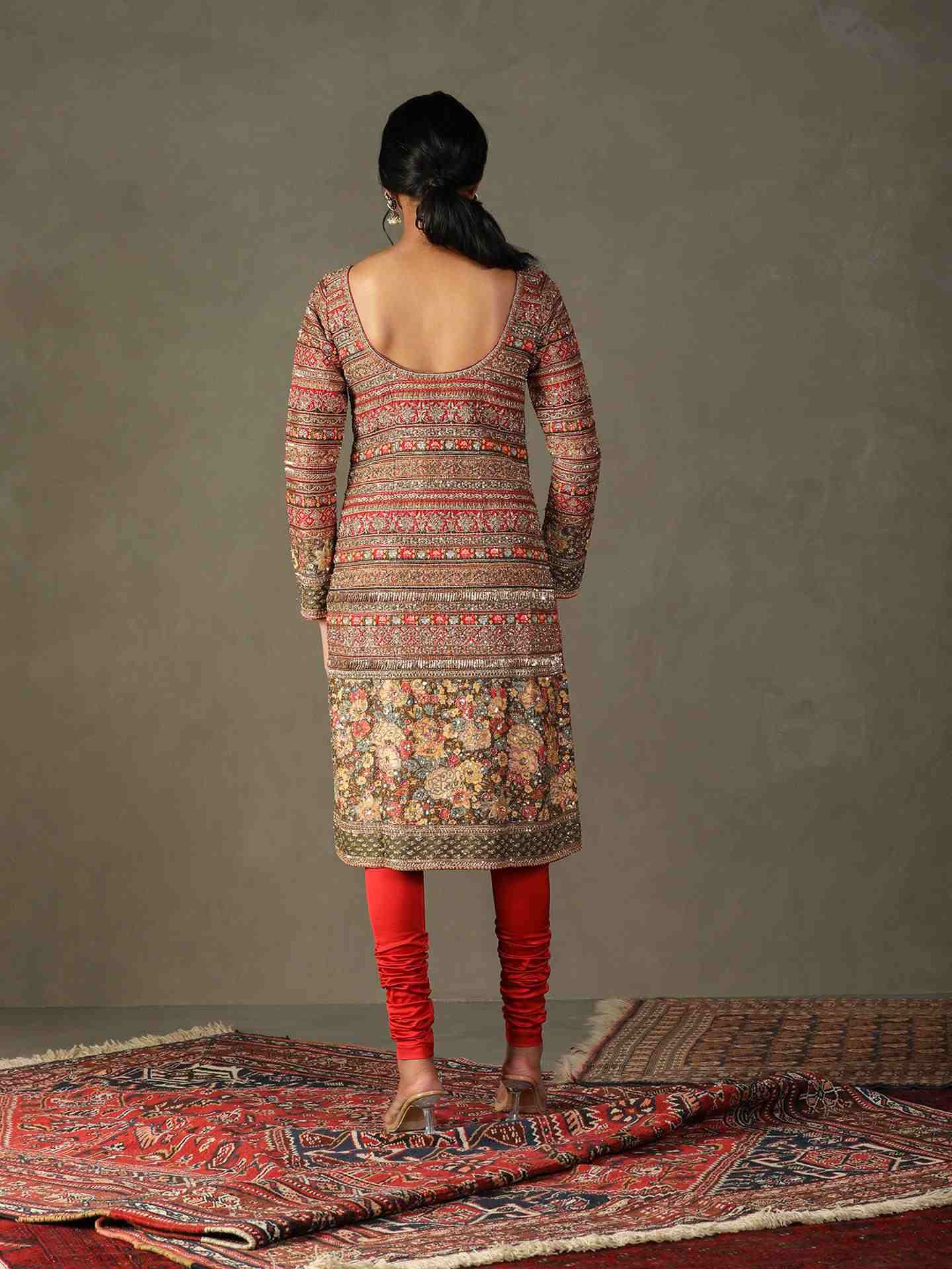 Red & Multi 	Zergul Dress