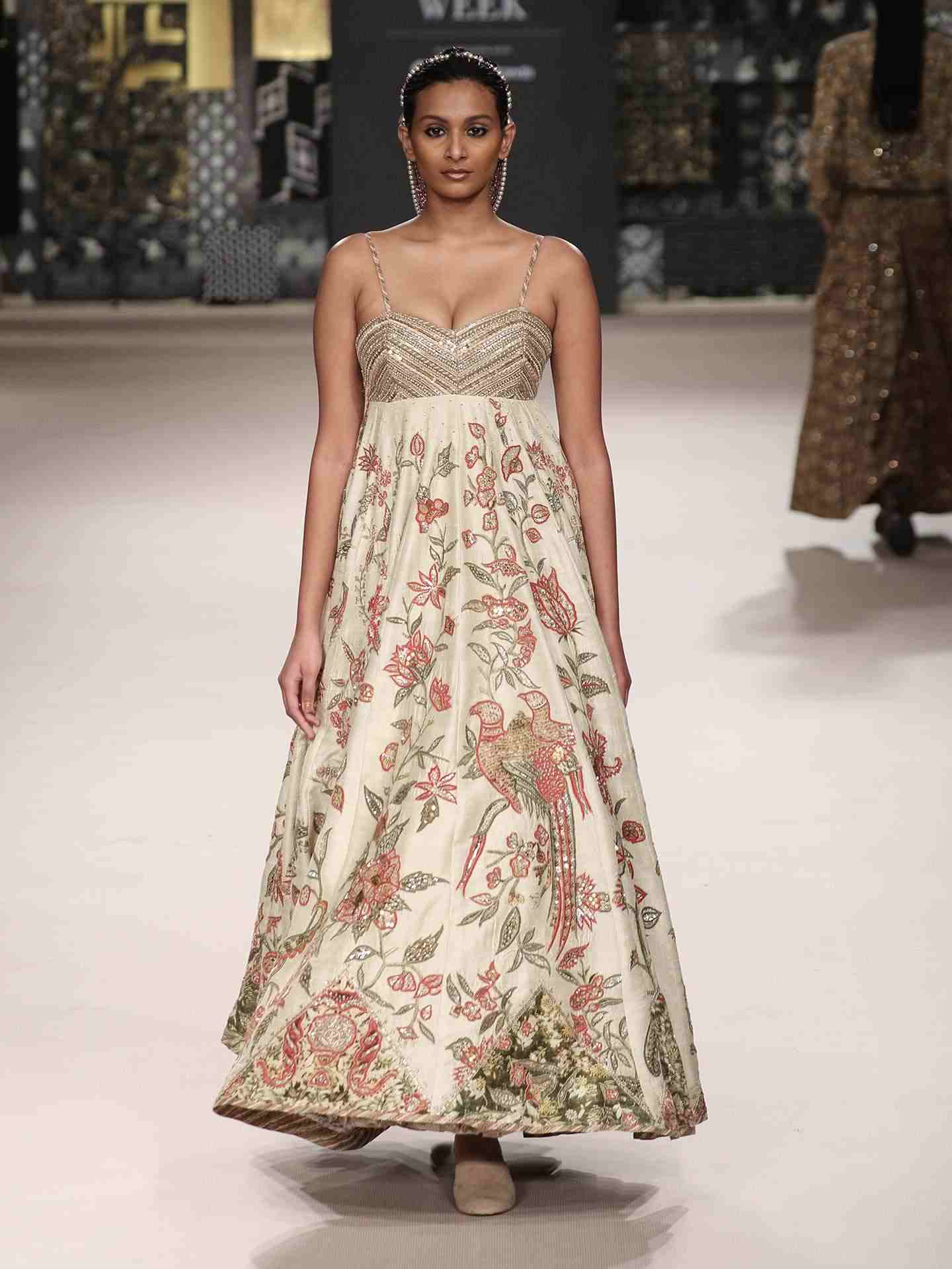 Beige & Multi Tree Of Life Dress