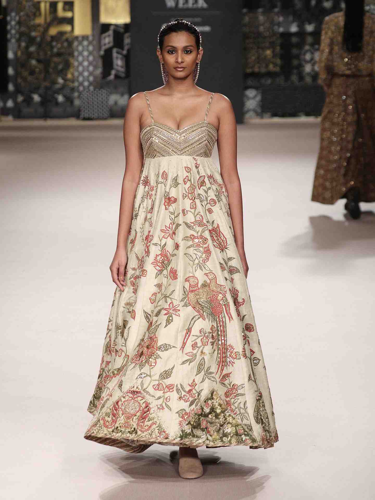 Beige & Multi Tree Of Life Dress