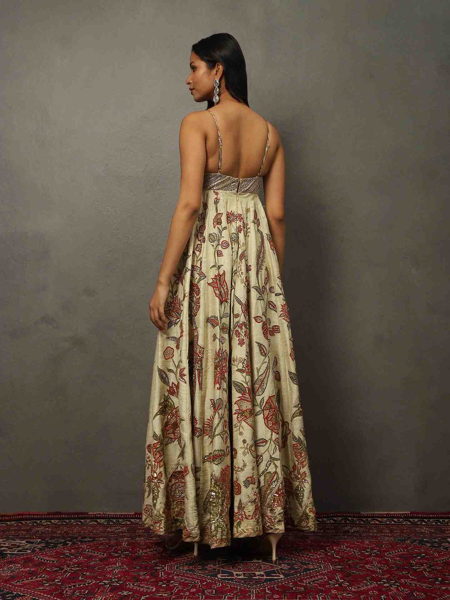 Beige & Multi Tree Of Life Dress