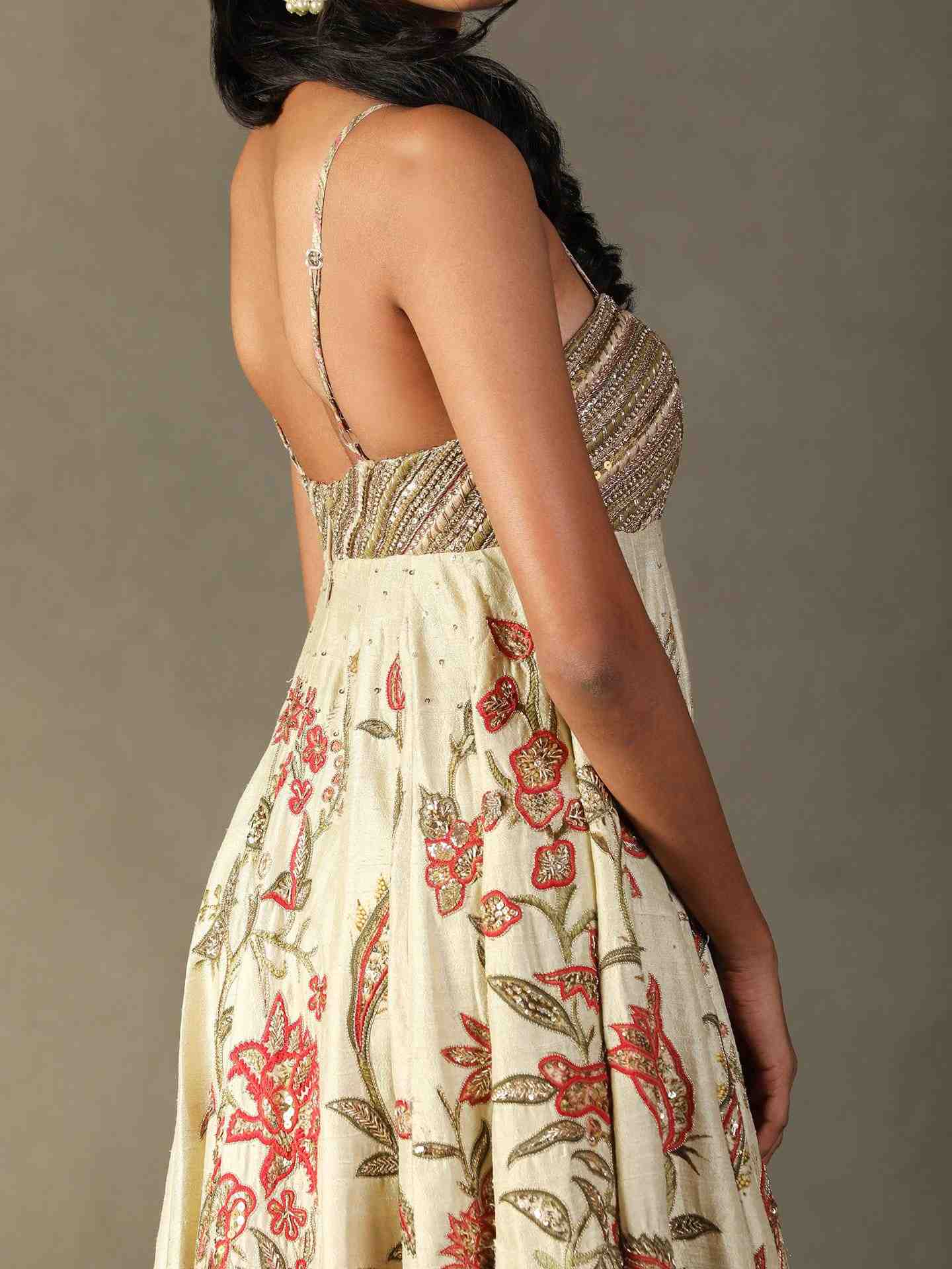 Beige & Multi Tree Of Life Dress