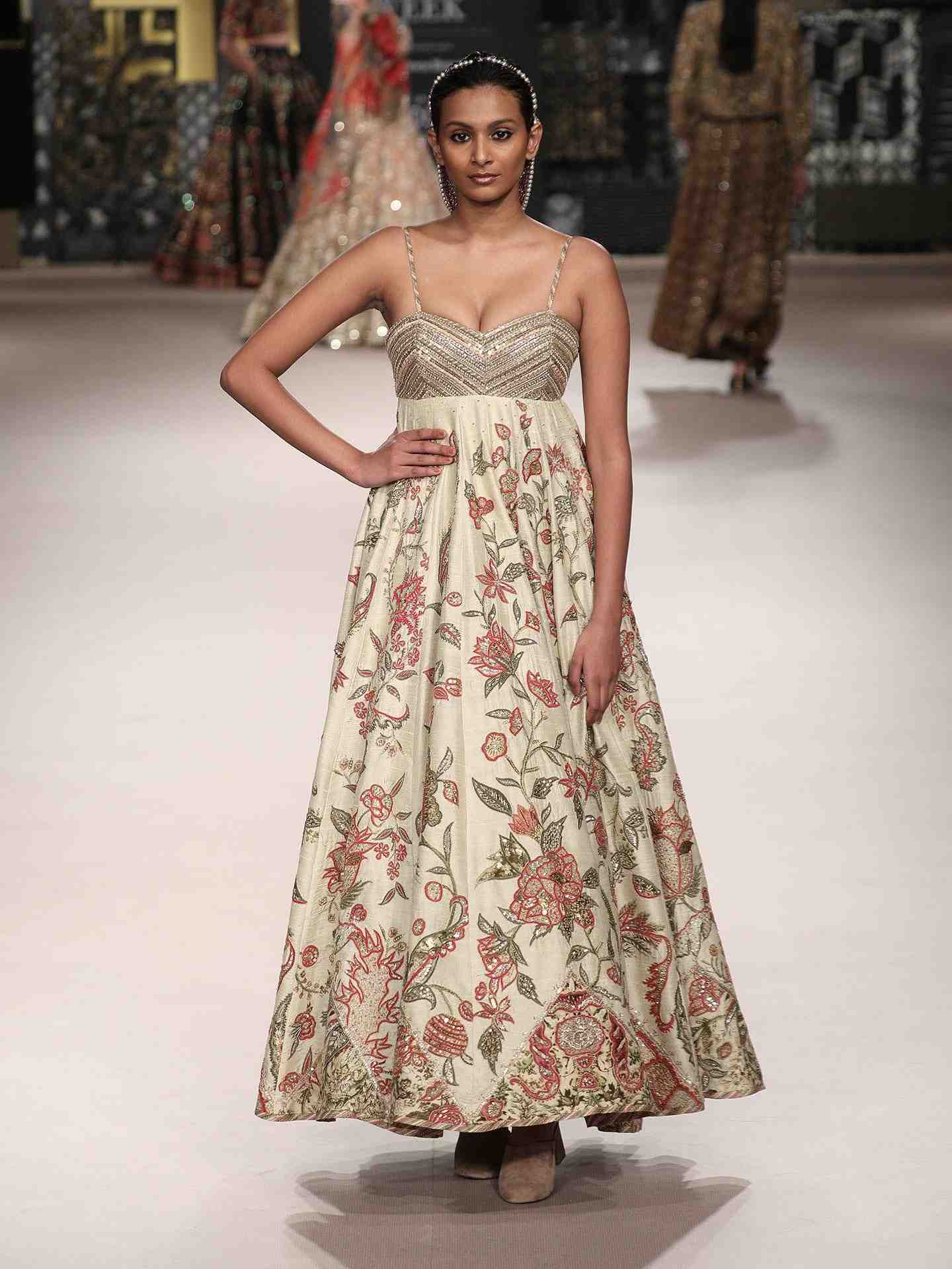 Beige & Multi Tree Of Life Dress