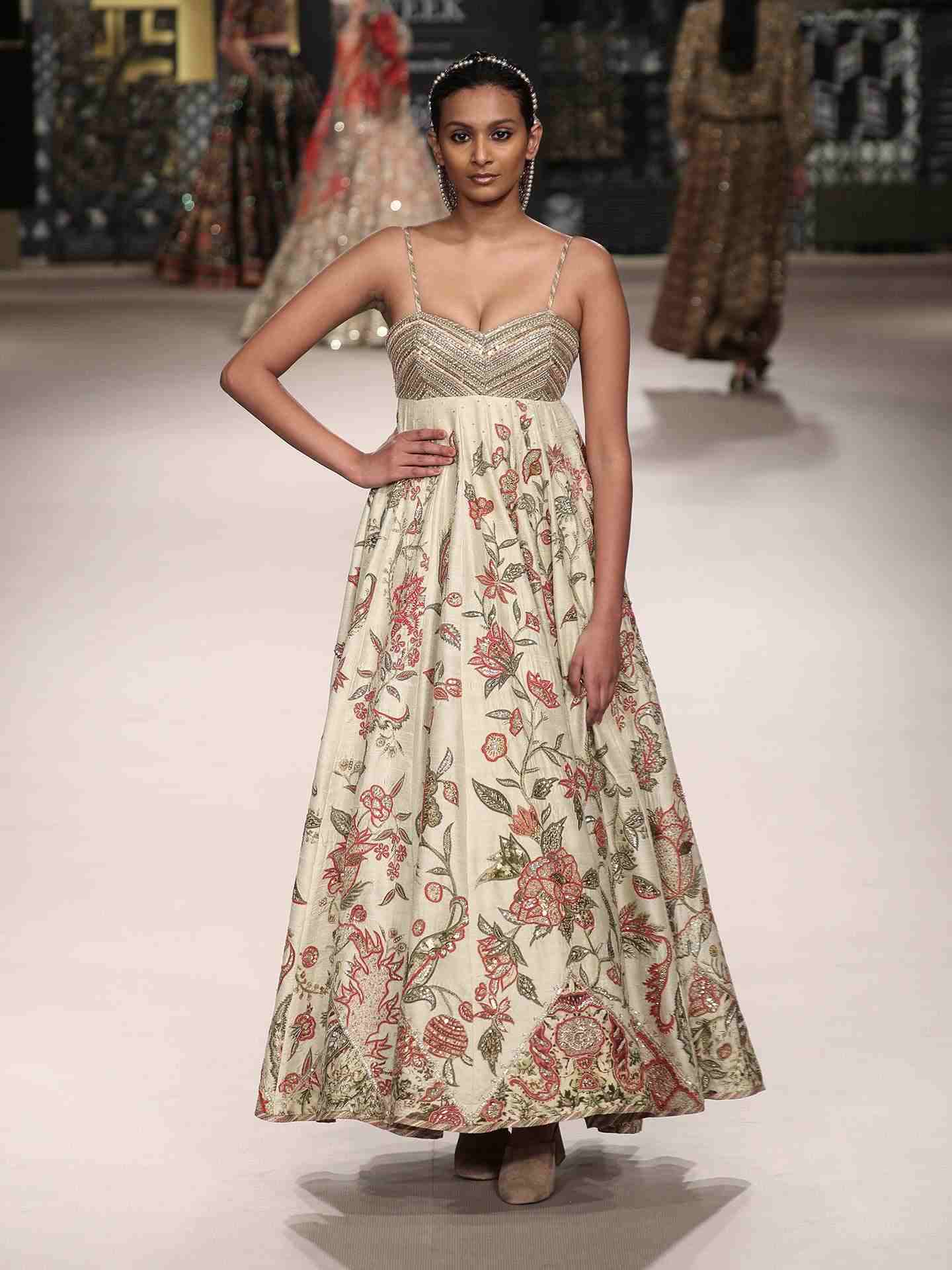 Beige & Multi Tree Of Life Dress