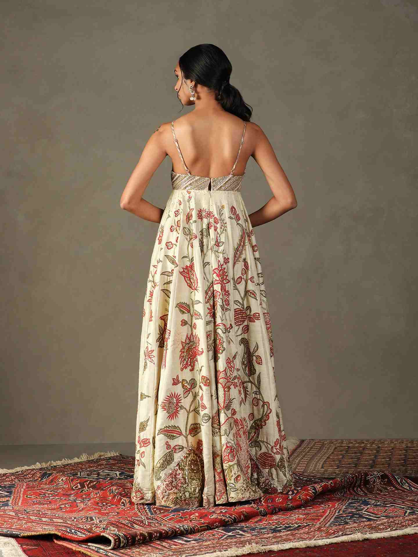 Beige & Multi Tree Of Life Dress