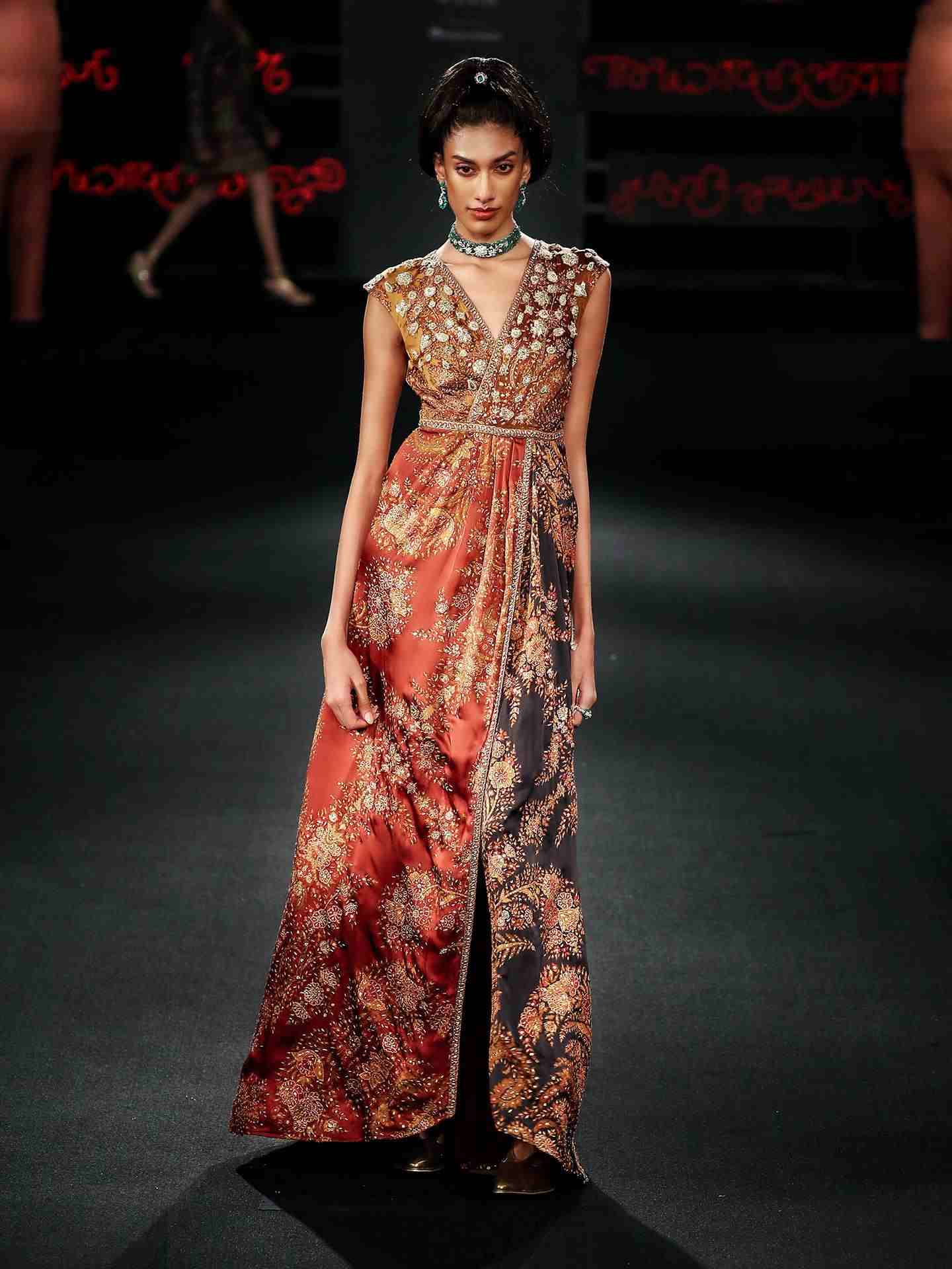 Brown  Multi Chakori Dress