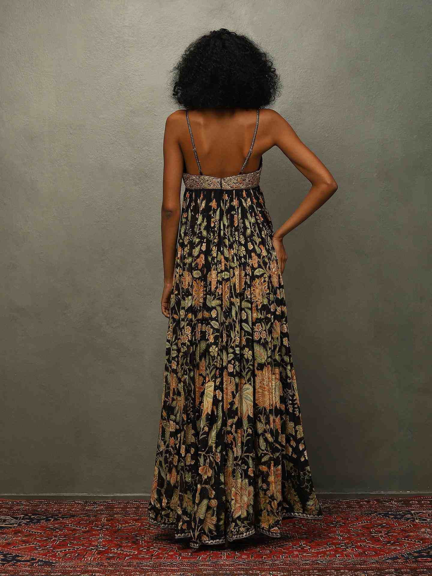 Black & Beige Tree Of Life Dress
