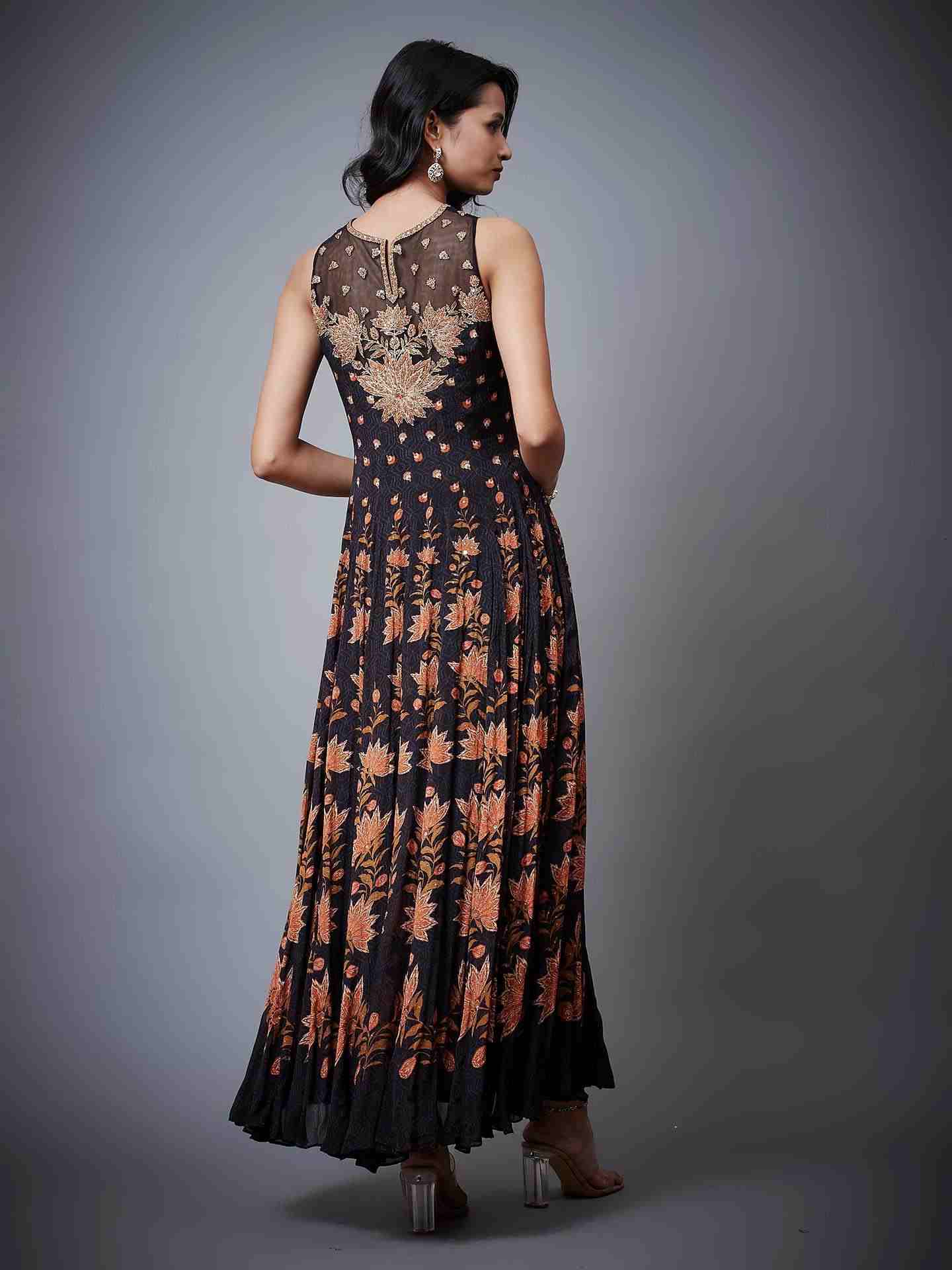 Black & Rust Waterfall Dress