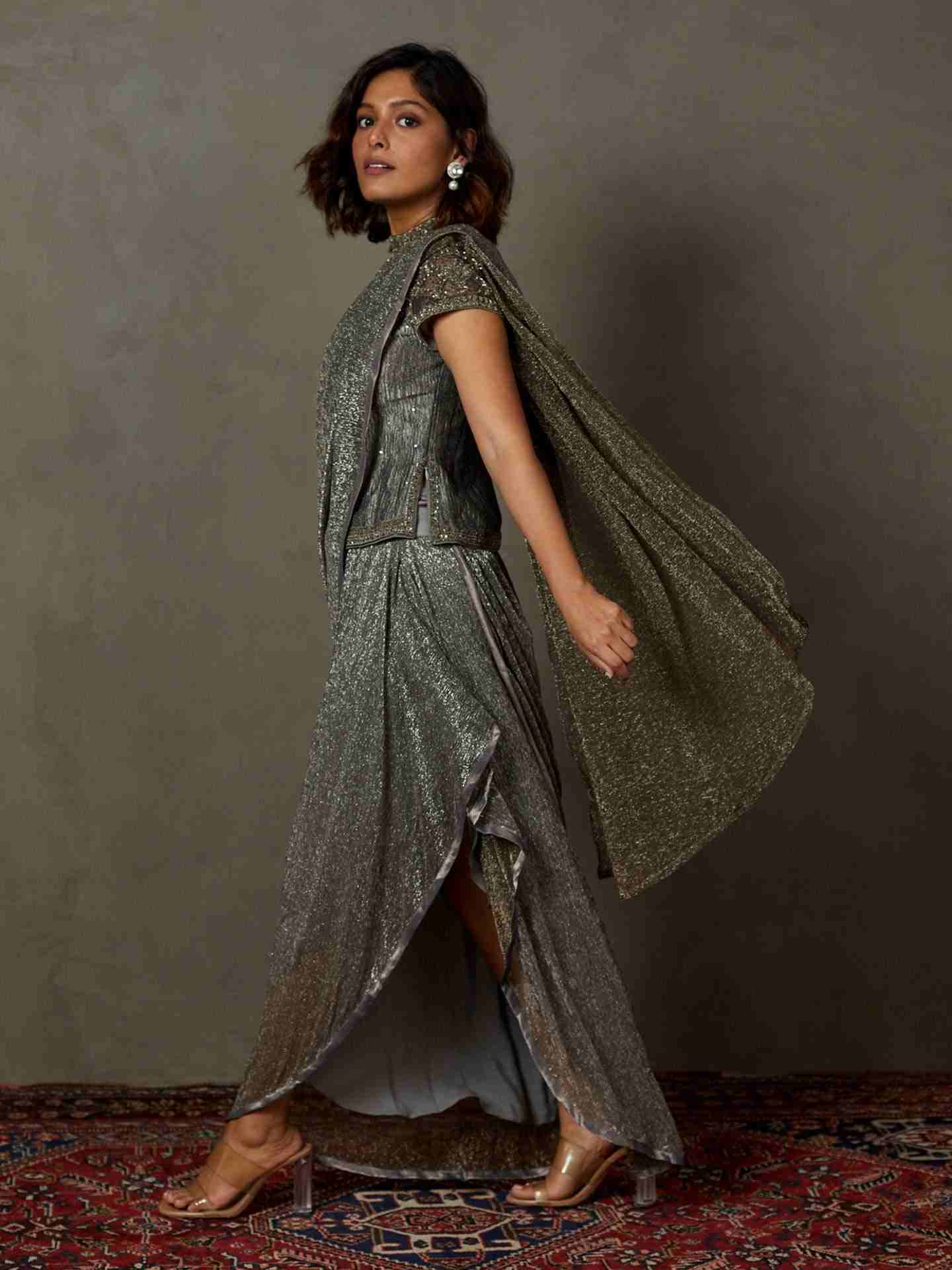 Black & Grey Shivalika Pre-Draped Saree