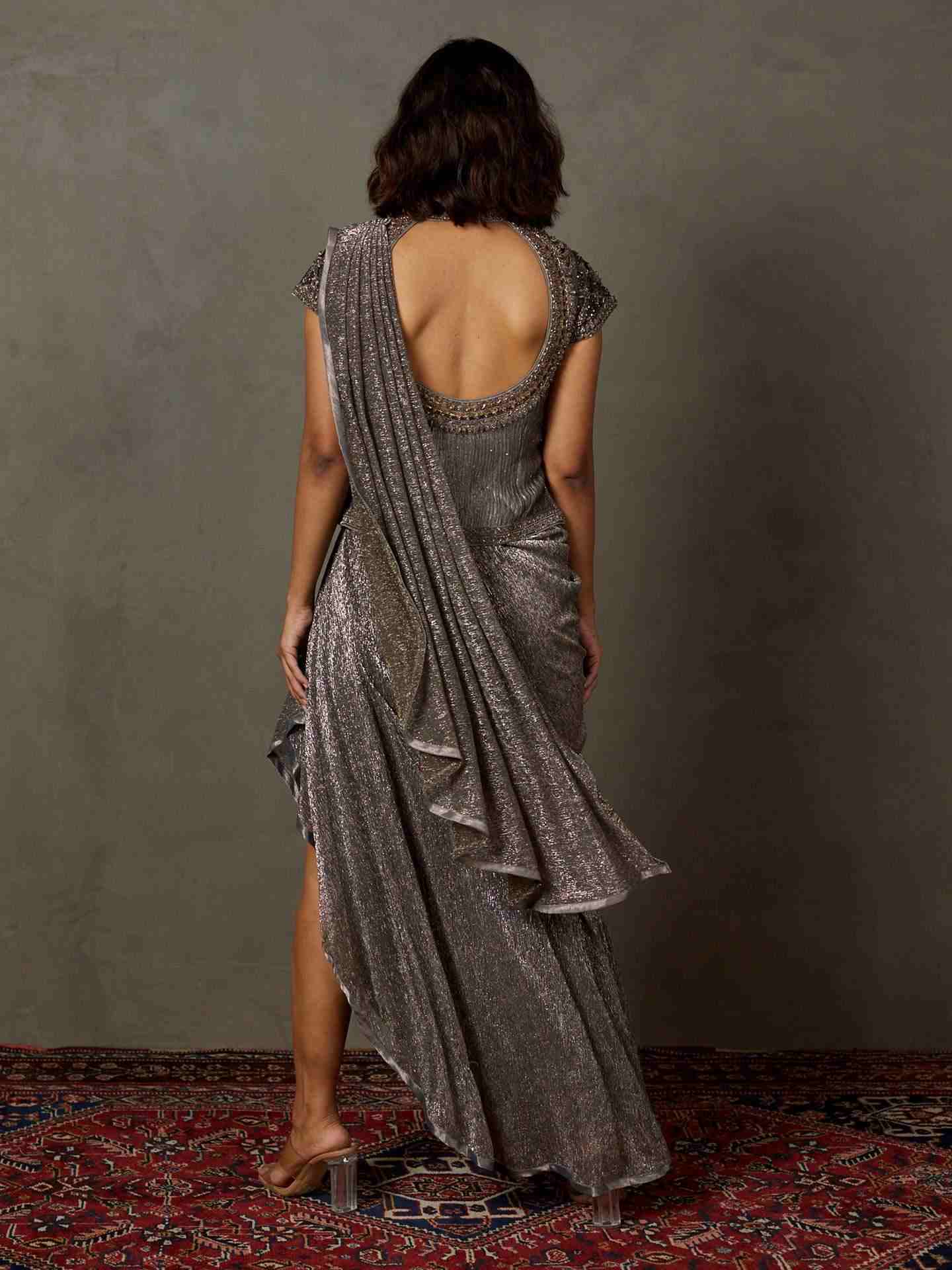 Black & Grey Shivalika Pre-Draped Saree